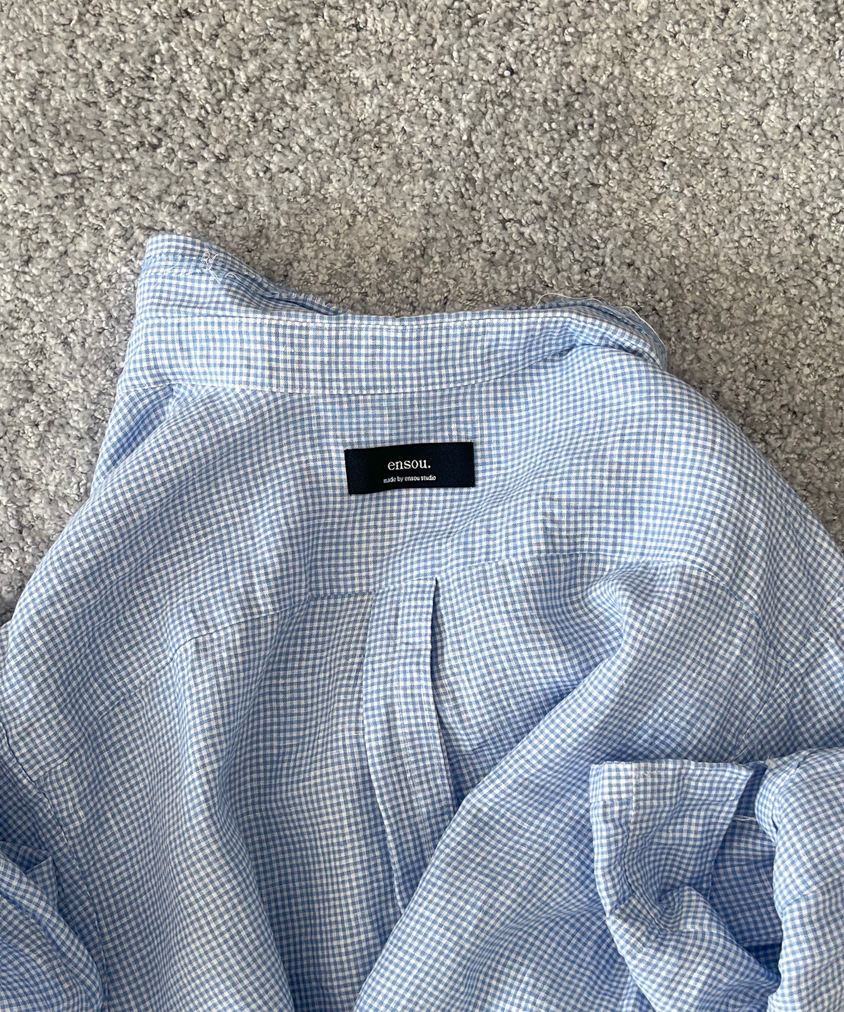 ensou.  Rough cut shirt/a "PALE BLUE GINGHAM"