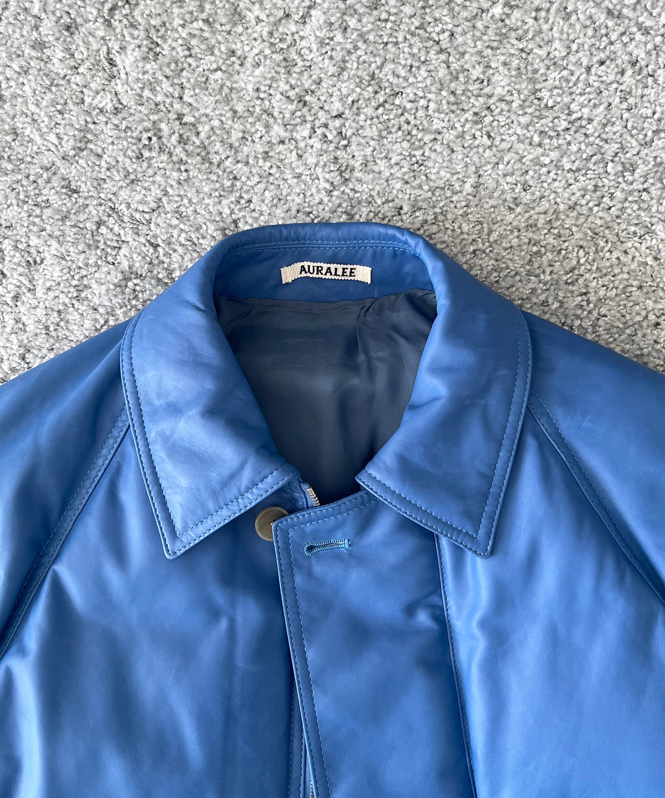 AURALEE Fine calf leather down blouson "ROYAL BLUE"