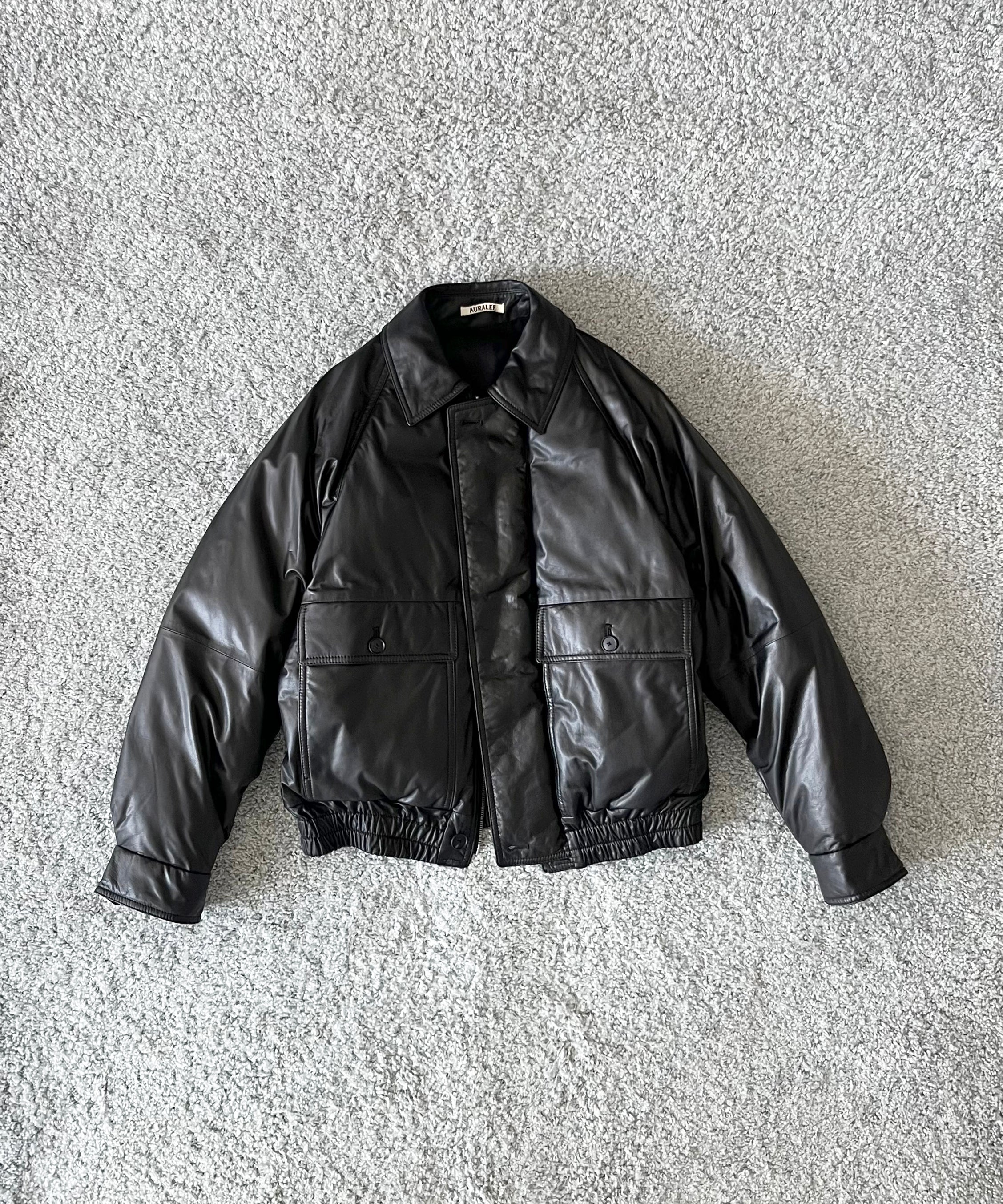 AURALEE Fine calf leather down blouson "ROYAL BLUE"