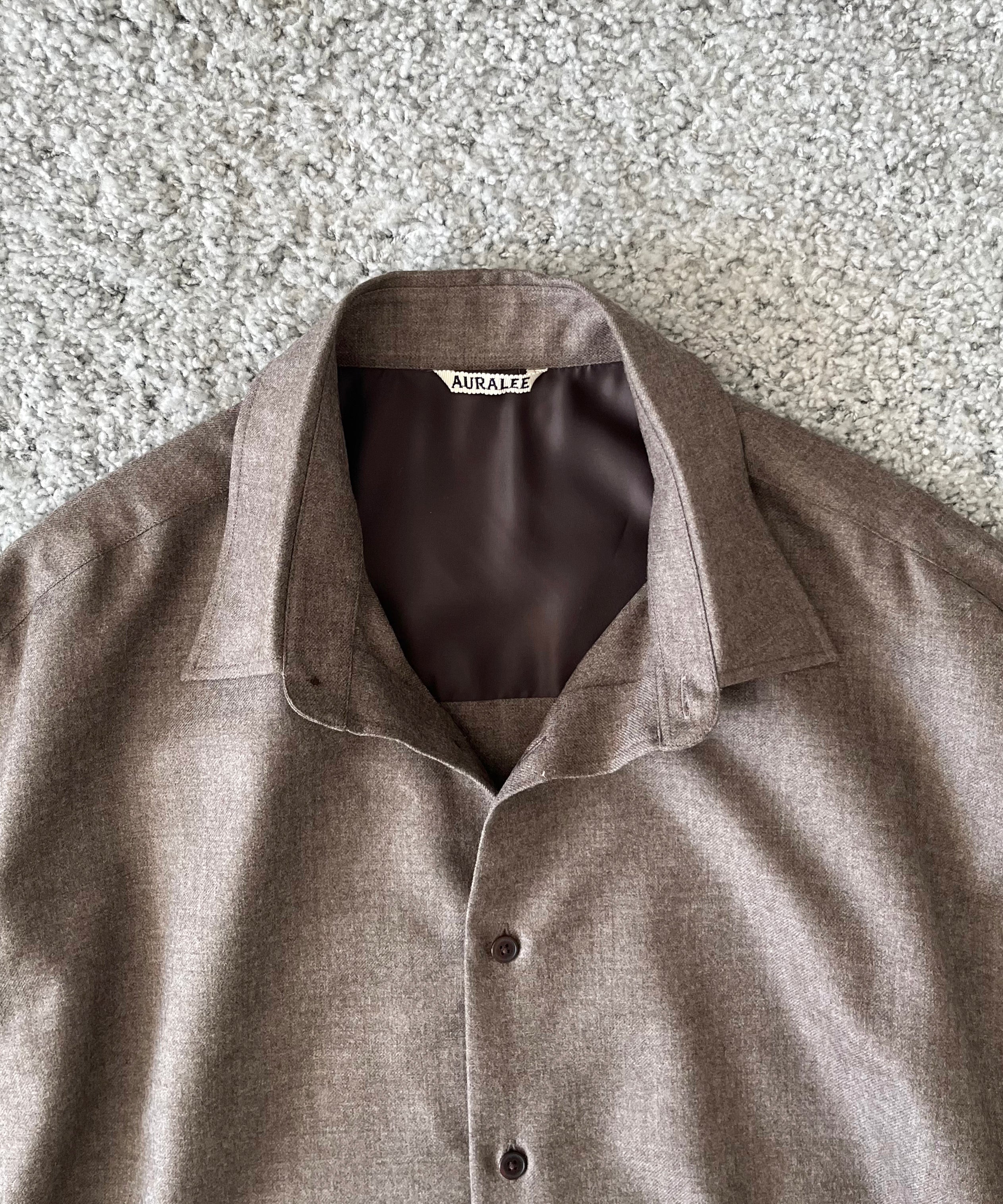 AURALEE Super light wool shirt "TOP BROWN"