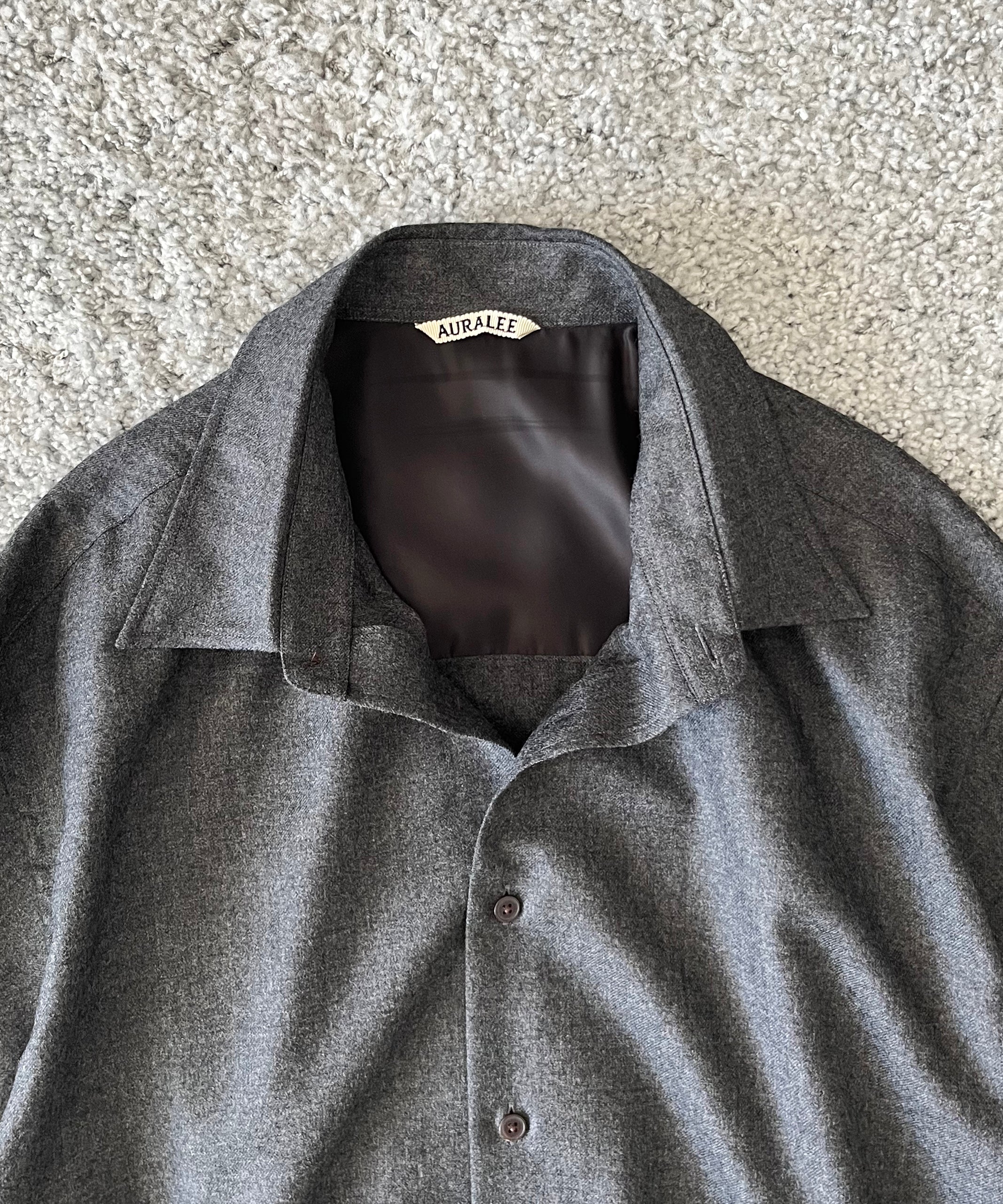 AURALEE Super light wool shirt "TOP CHARCOAL"