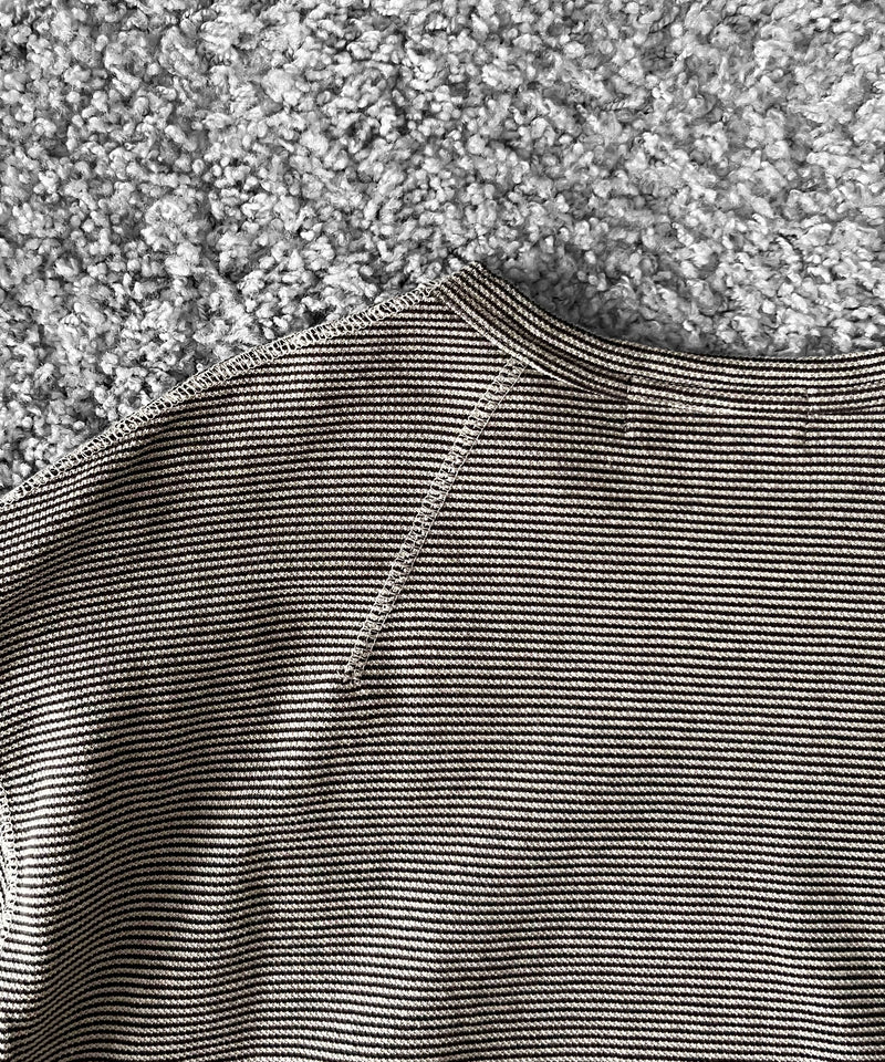 ensou. D-shaped long sleeve tee "CHARCOAL STRIPE"