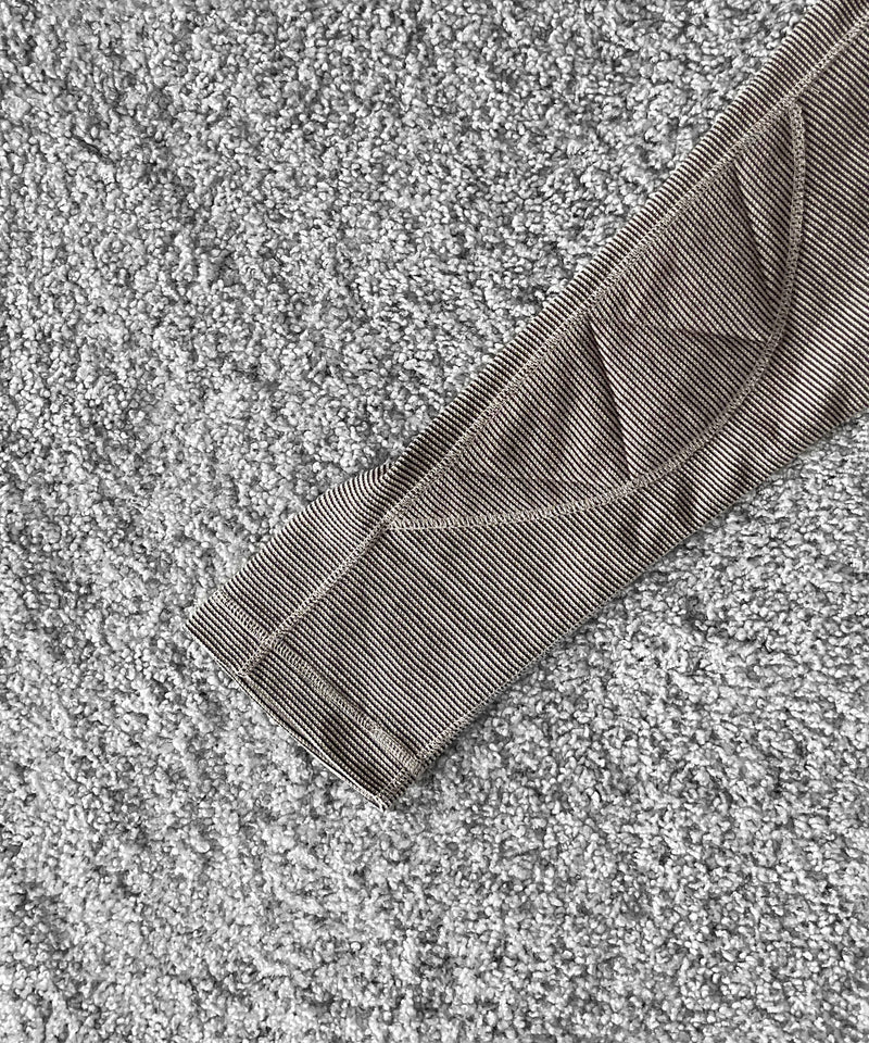 ensou. D-shaped long sleeve tee "CHARCOAL STRIPE"