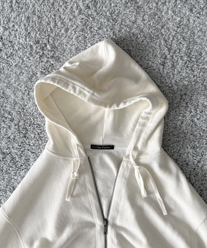 Fax Copy Express Afternoon stretch linen relaxed sweatshirt "WHITE"