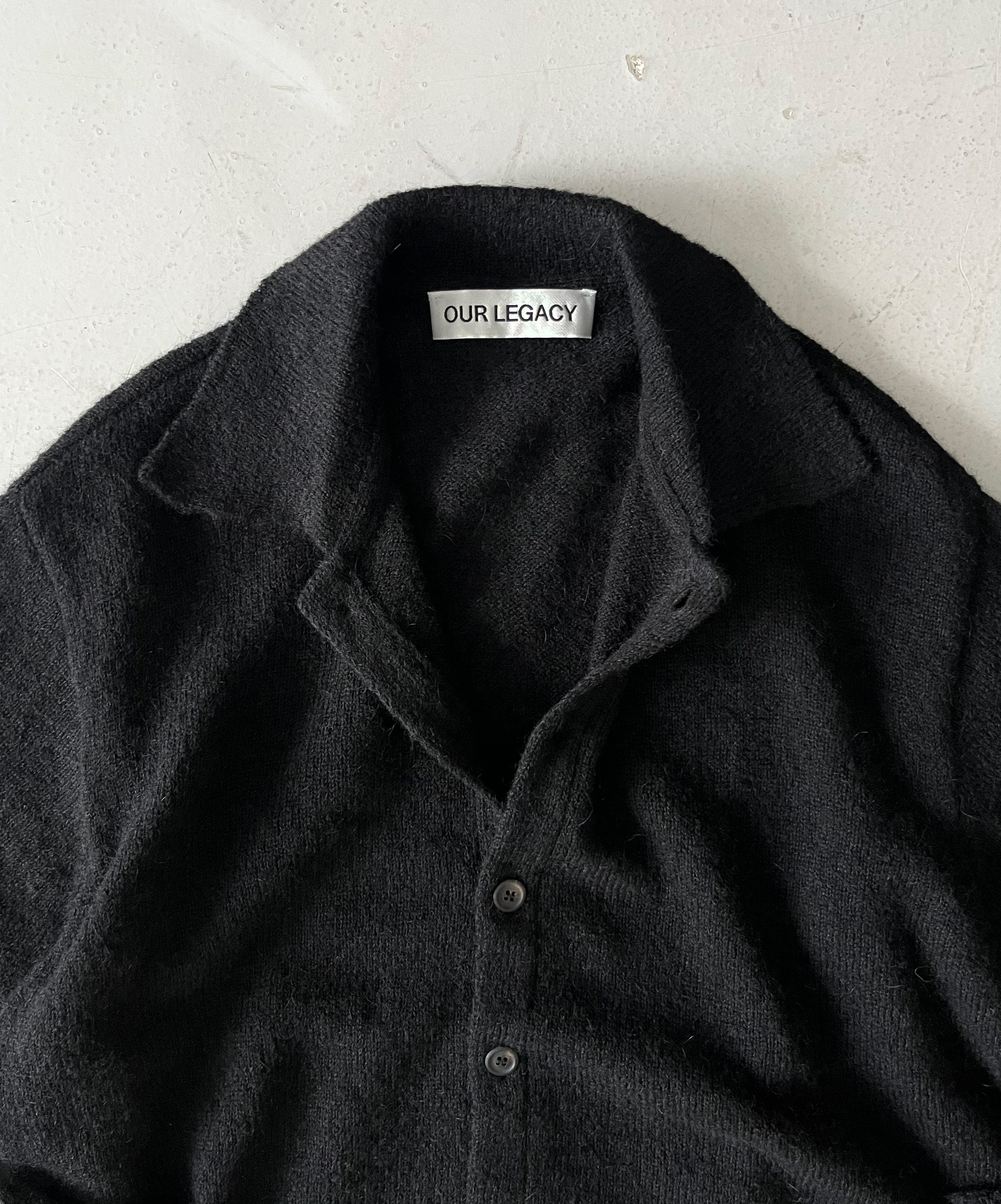 OUR LEGACY Evening polo "BLACK FUZZY ALPACA"