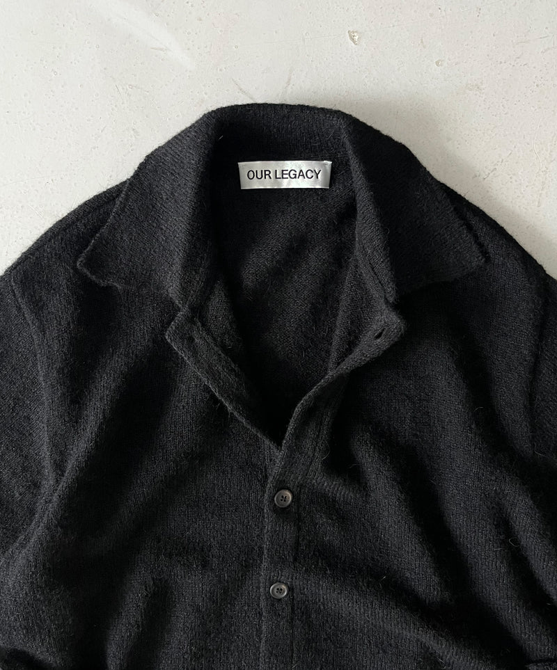 OUR LEGACY Evening polo "BLACK FUZZY ALPACA"