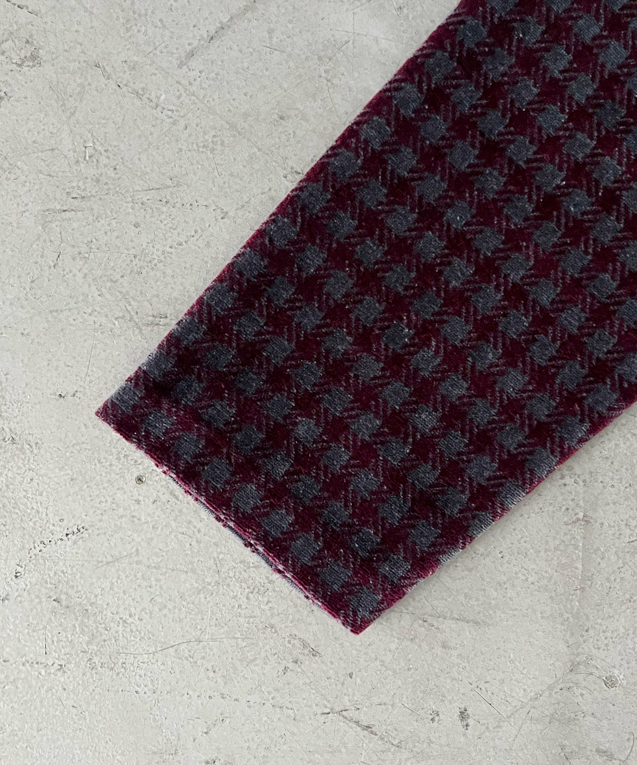 OUR LEGACY Shrunken fullzip polo "MERLOT HOUNDINI CHECK VELOUR"