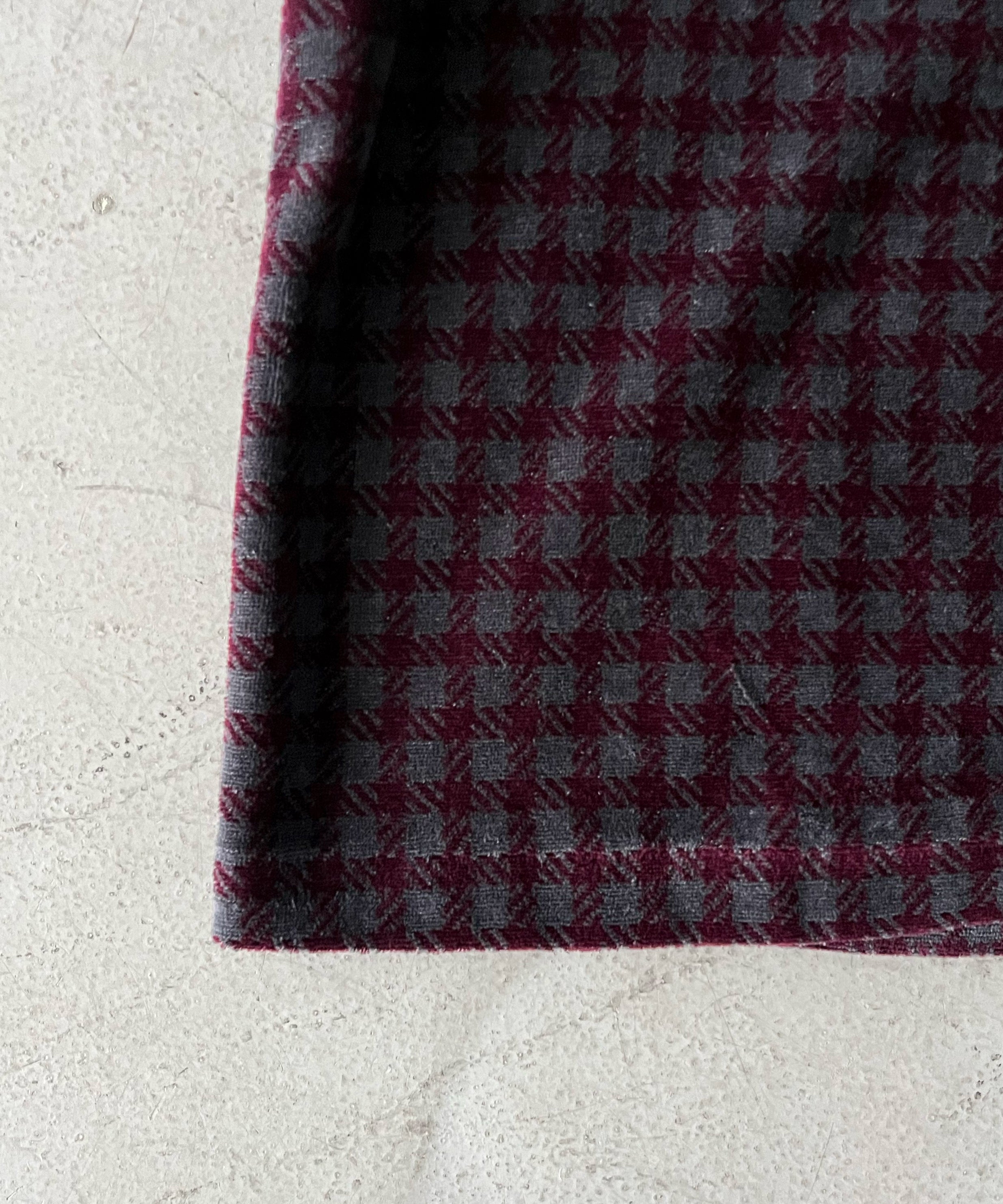 OUR LEGACY Shrunken fullzip polo "MERLOT HOUNDINI CHECK VELOUR"