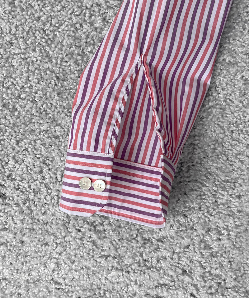OLD FOLK HOUSE Banshu-ori classic shirt - vintage fabric "RED PURPLE STRIPE"