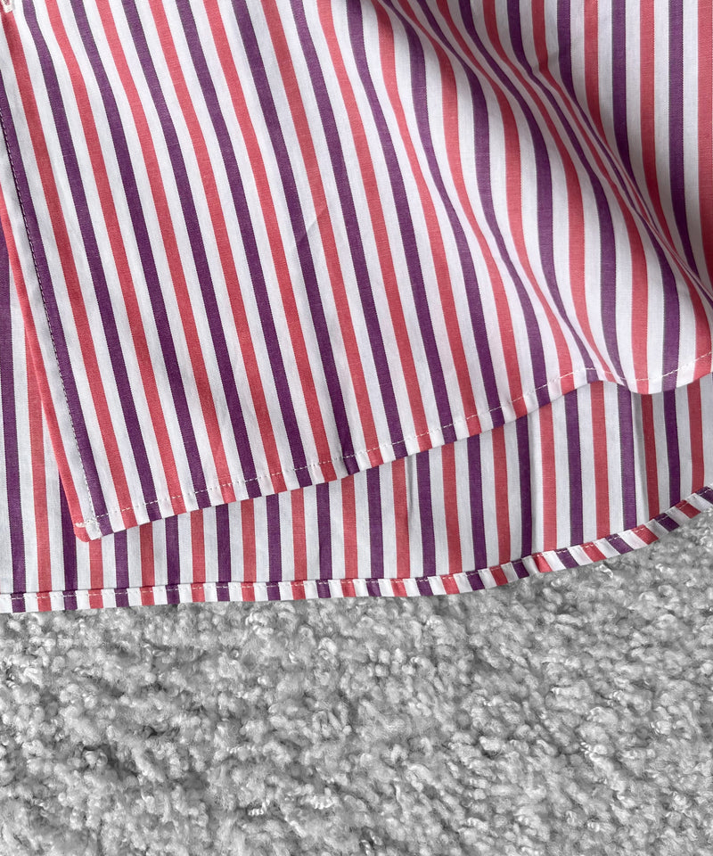 OLD FOLK HOUSE Banshu-ori classic shirt - vintage fabric "RED PURPLE STRIPE"