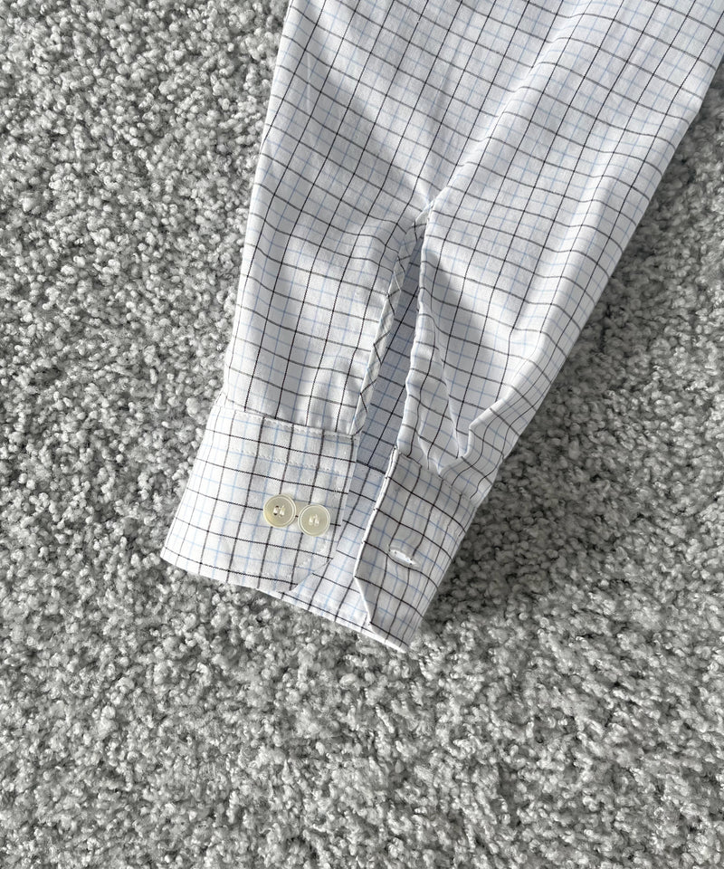 OLD FOLK HOUSE Banshu-ori classic shirt - vintage fabric "BLACK BLUE PLAID"