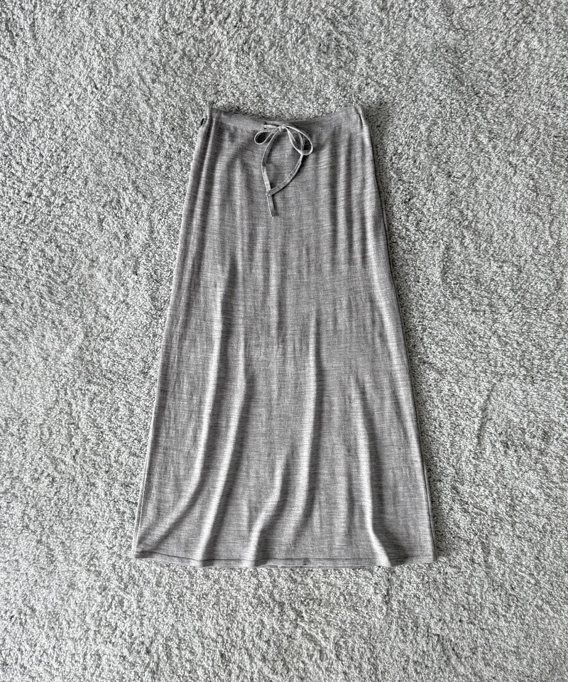 Fax Copy Express Afternoon stretch air ankle-length knit skirt "LIGHT GREY"