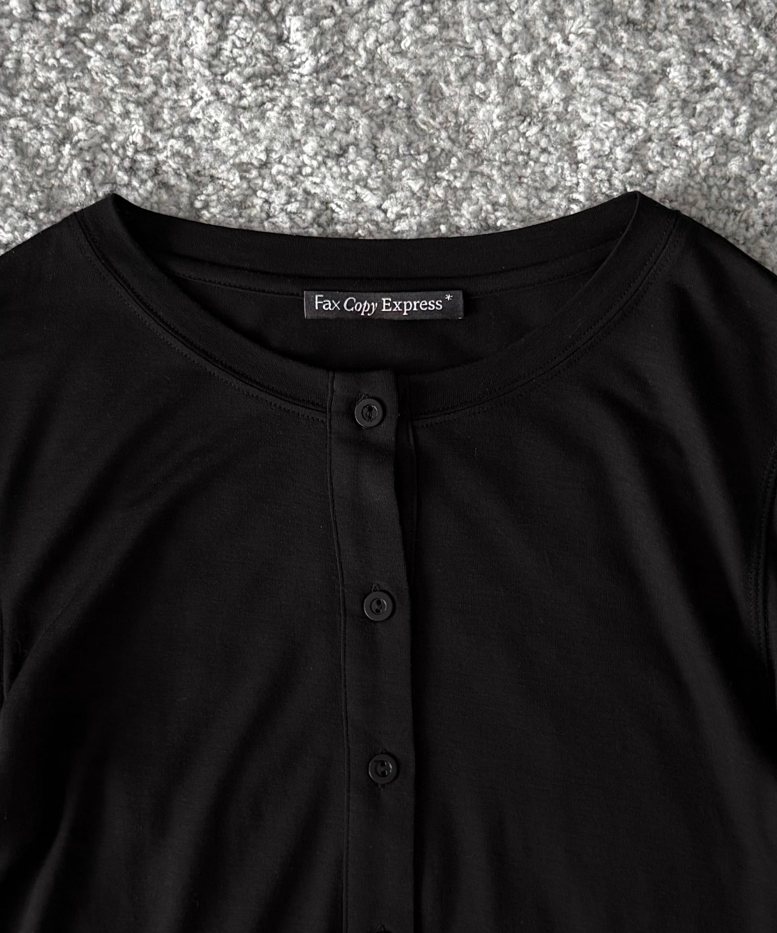 Fax Copy Express Afternoon stretch henley top "BLCK"