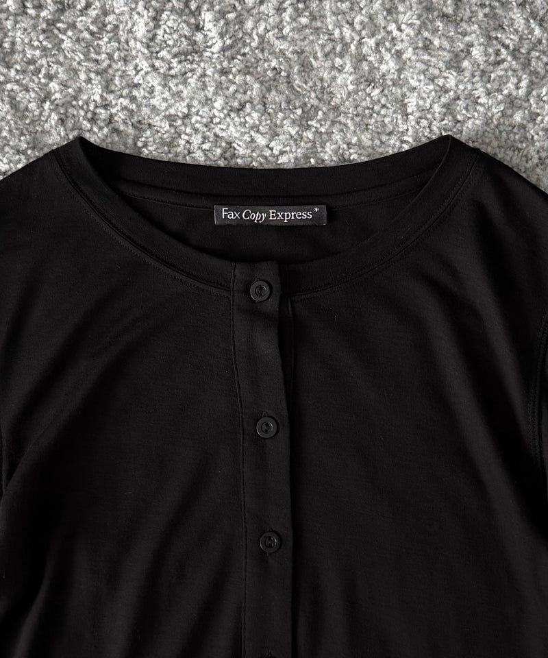 Fax Copy Express Afternoon stretch henley top "BLCK"