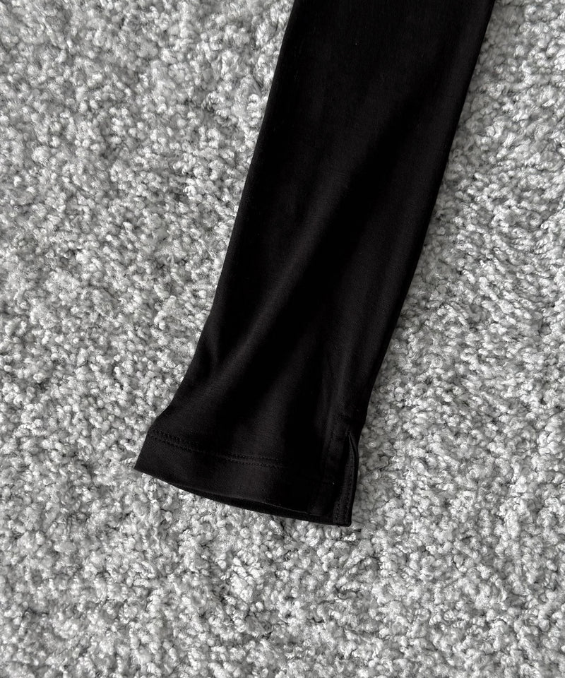 Fax Copy Express Afternoon stretch henley top "BLCK"