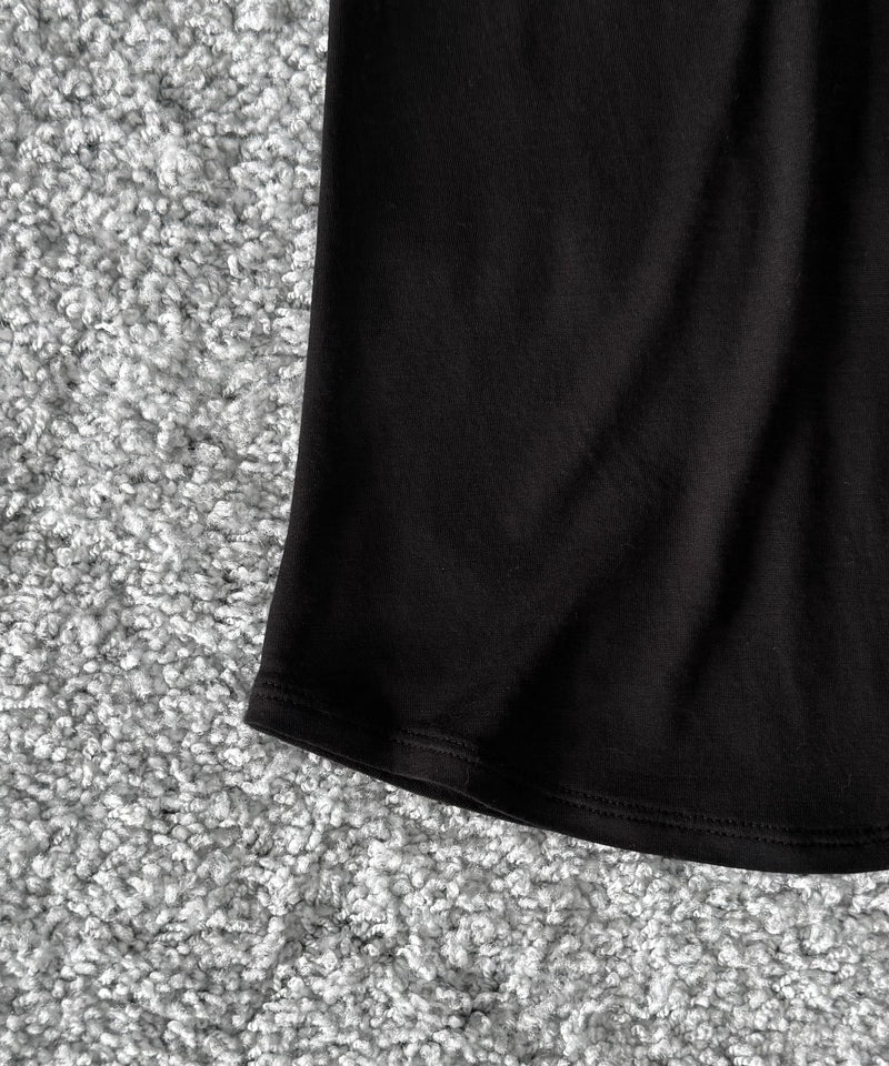 Fax Copy Express Afternoon stretch henley top "BLCK"