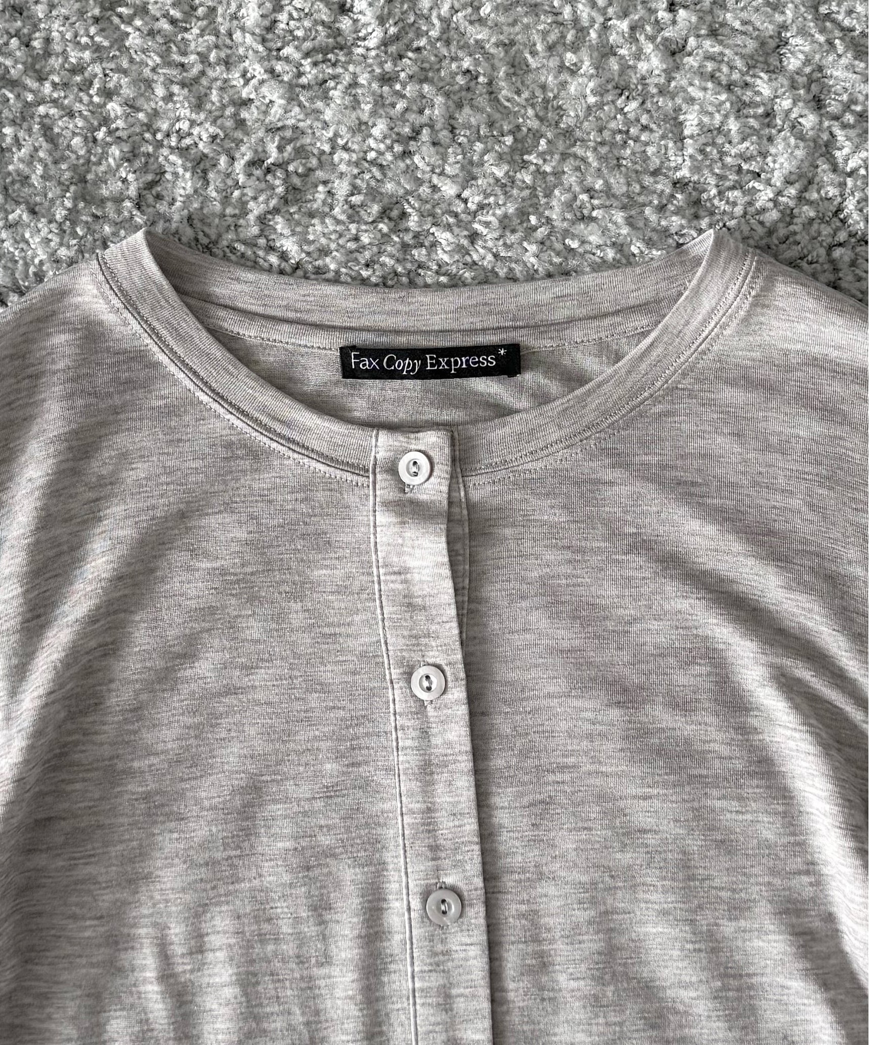 Fax Copy Express Afternoon stretch henley top "LIGHT GREY"