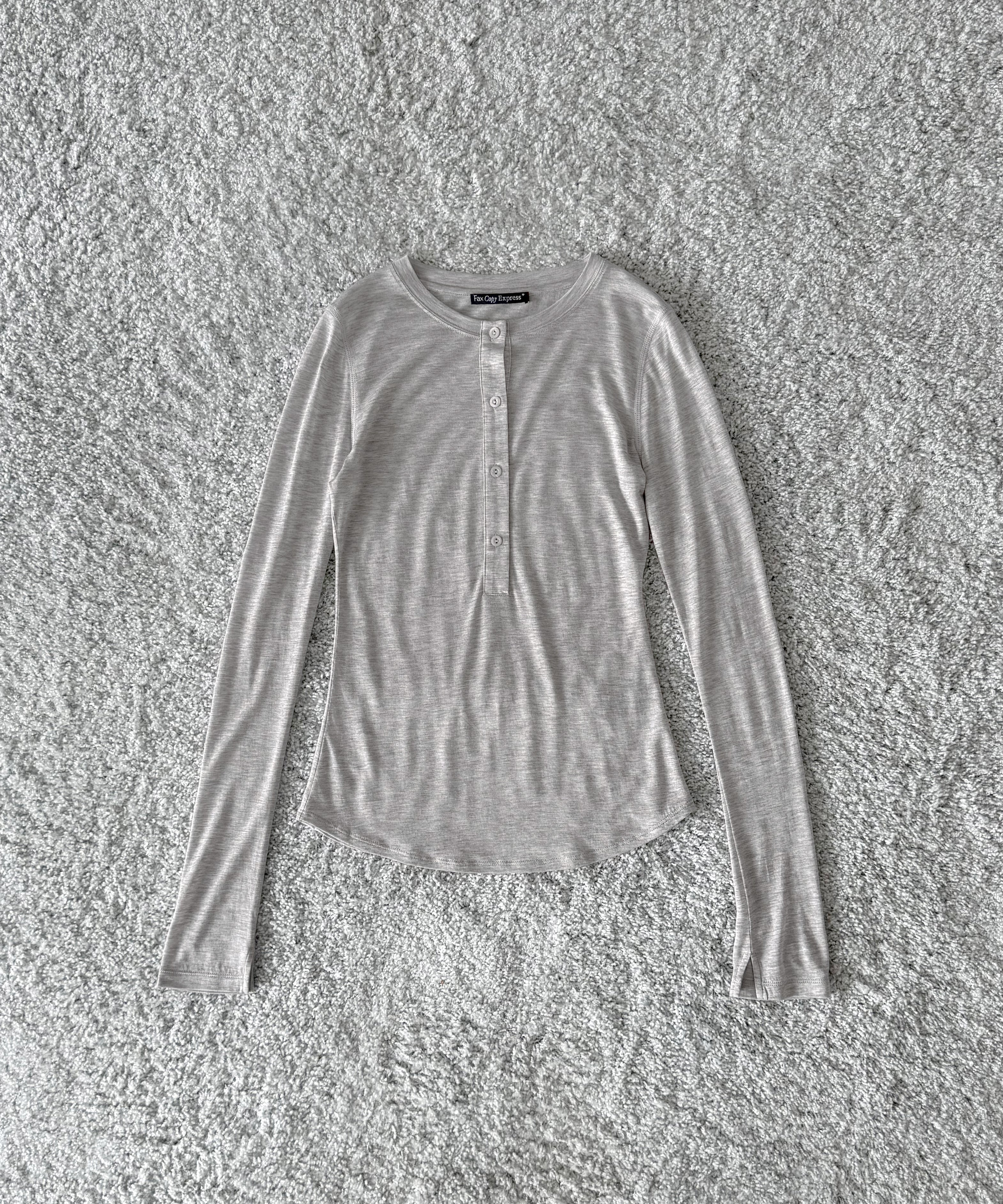 Fax Copy Express Afternoon stretch henley top "LIGHT GREY"