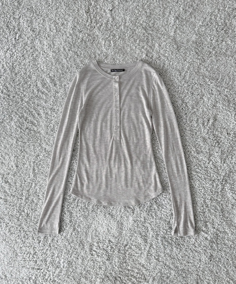 Fax Copy Express Afternoon stretch henley top "BLCK"