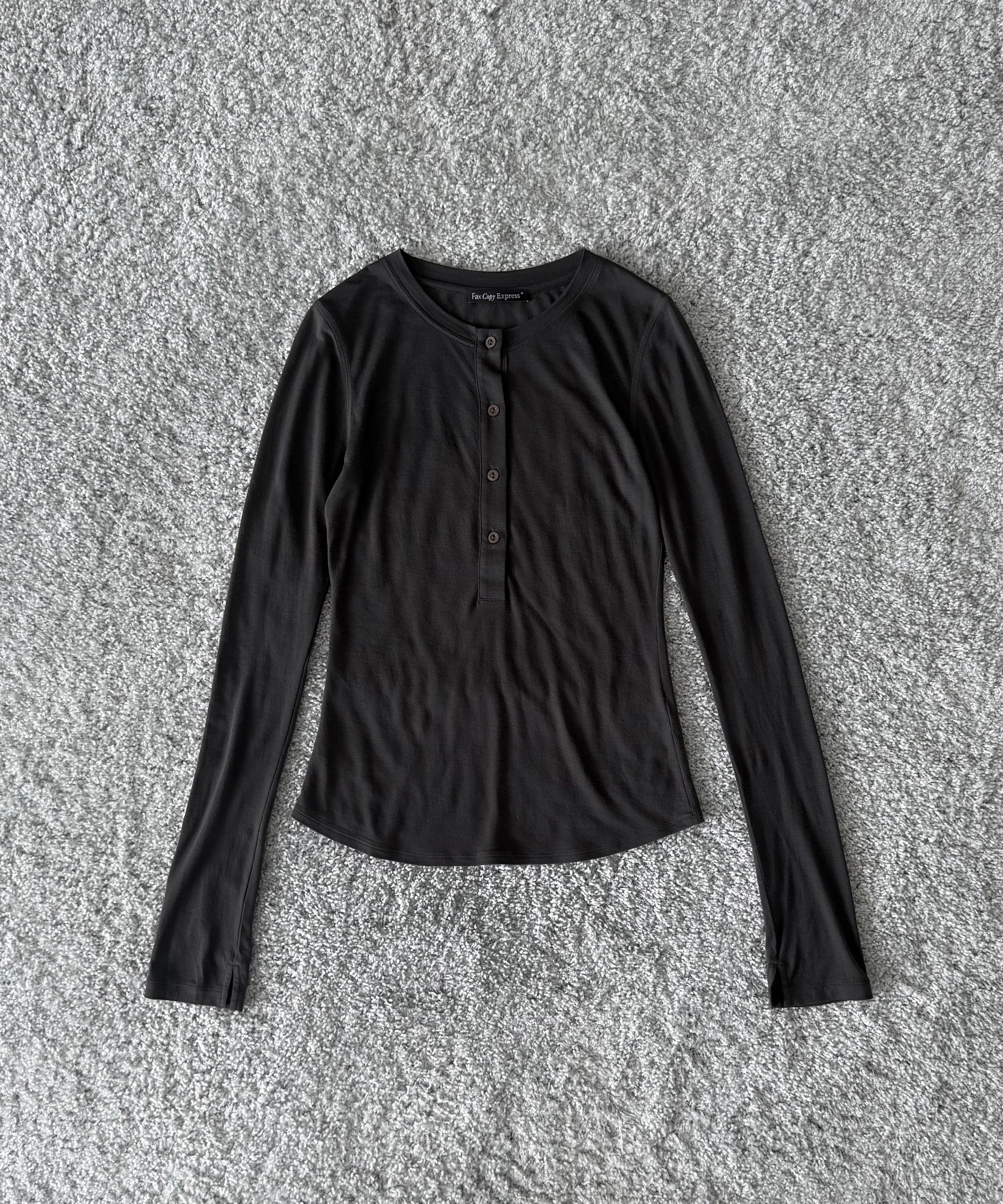 Fax Copy Express Afternoon stretch henley top "DARK GREY"