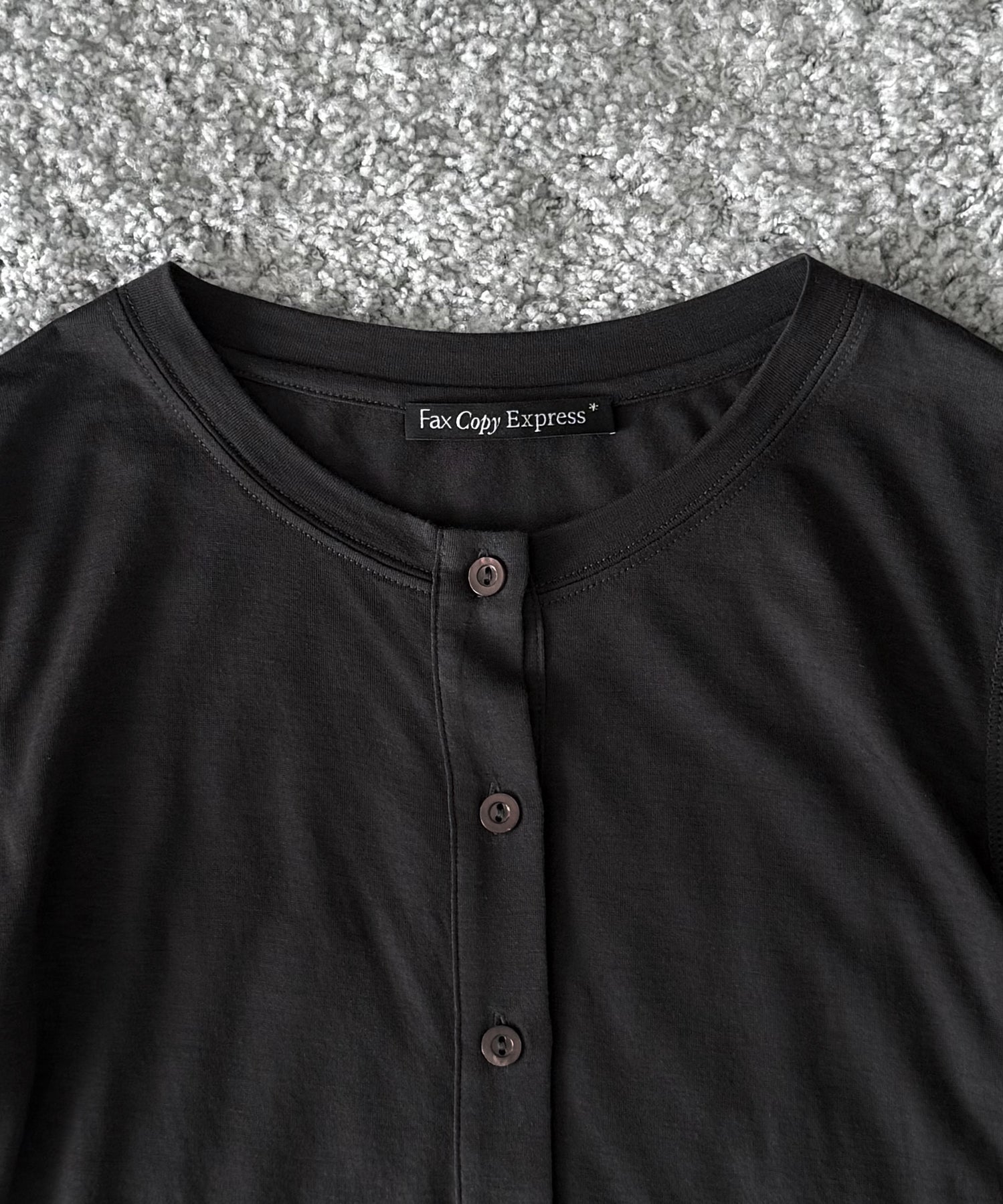 Fax Copy Express Afternoon stretch henley top "DARK GREY"