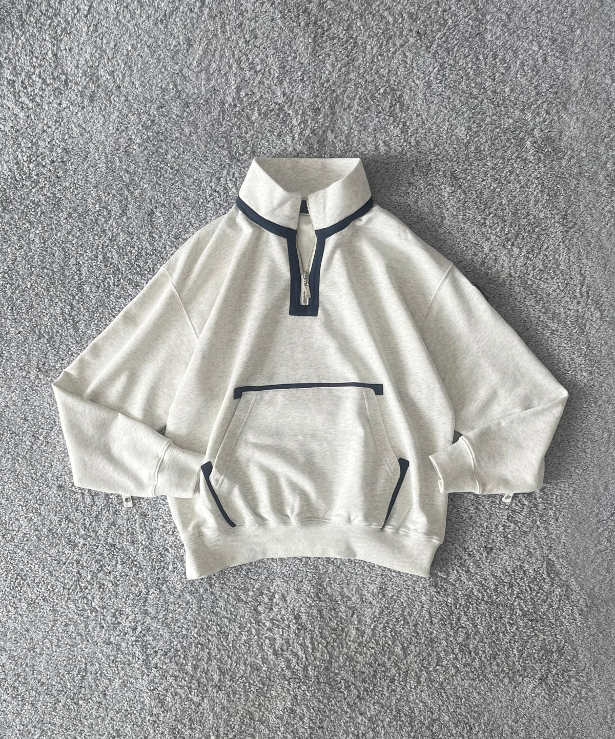 PHINGERIN Quarter zip sweatshirt "A:OATMEAL"