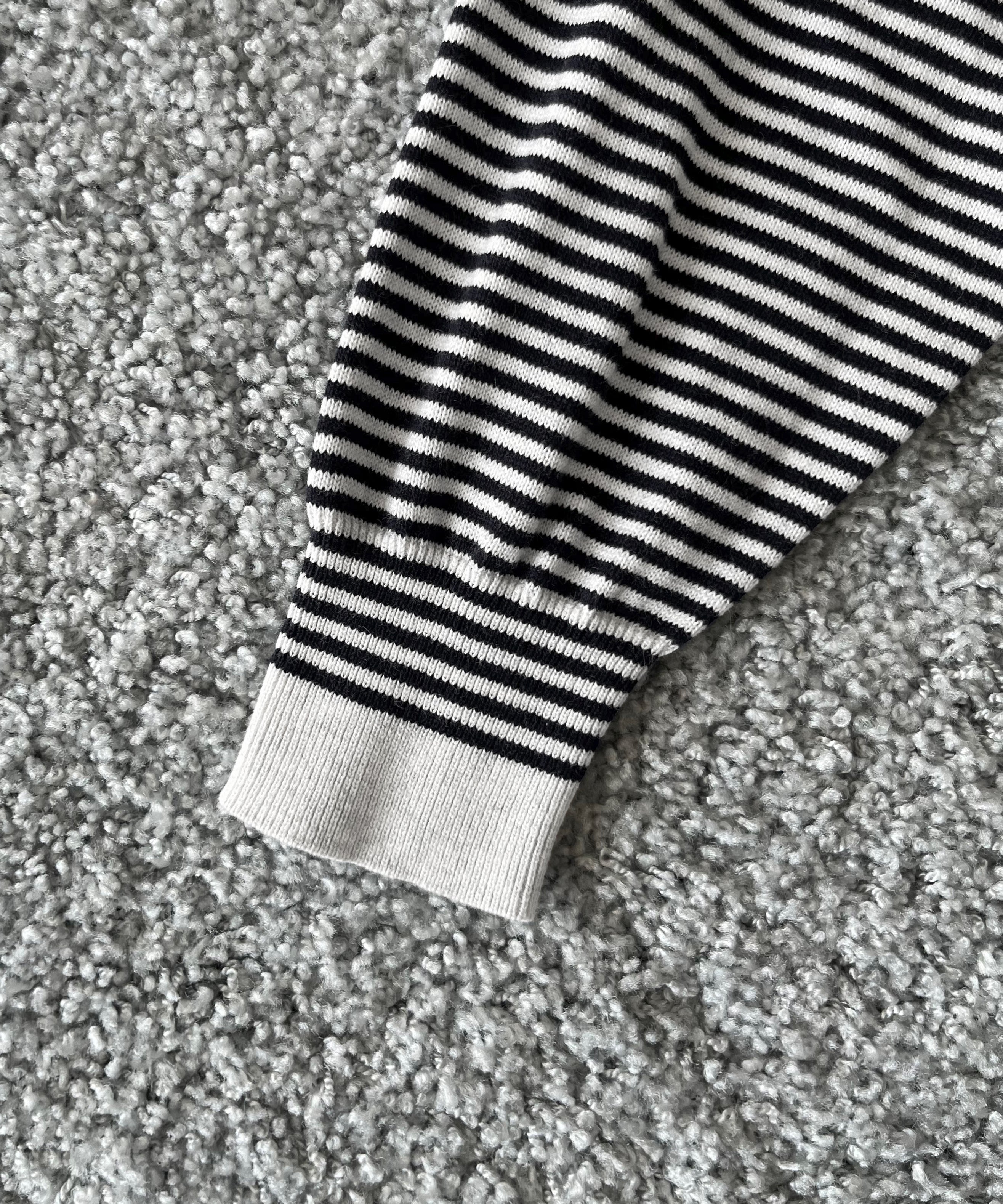 PHINGERIN Stripe knit shirt "A:HEATHER GREY×NAVY"