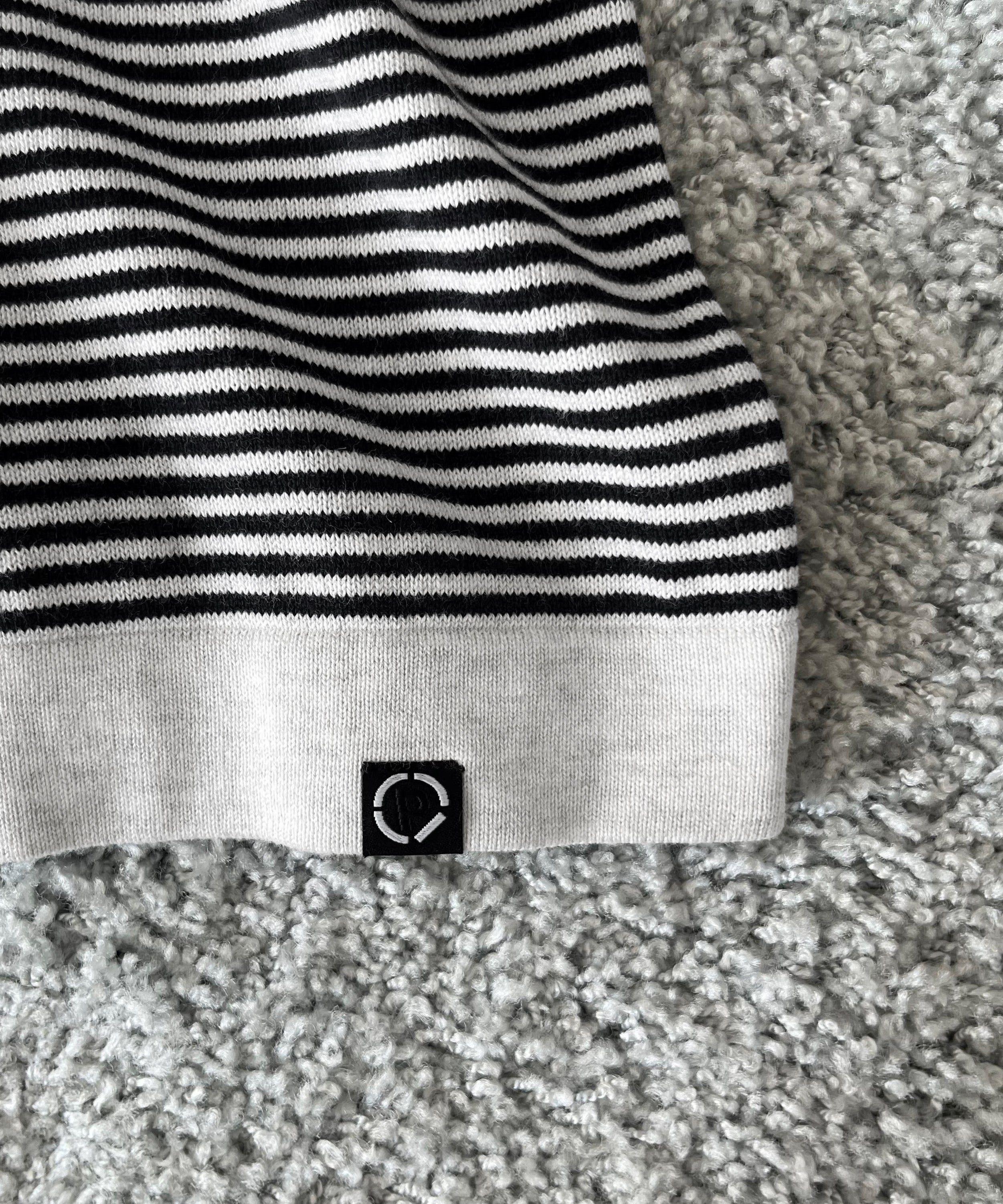 PHINGERIN Stripe knit shirt "A:HEATHER GREY×NAVY"