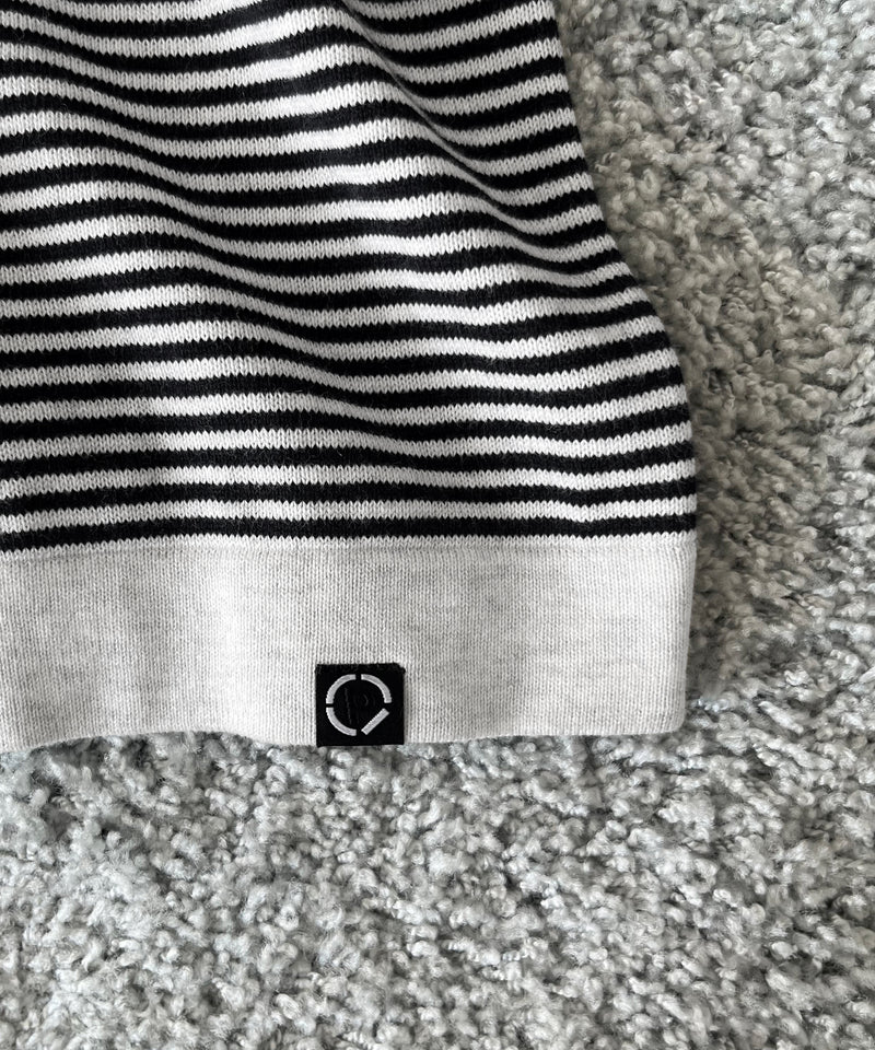 PHINGERIN Stripe knit shirt "A:HEATHER GREY×NAVY"