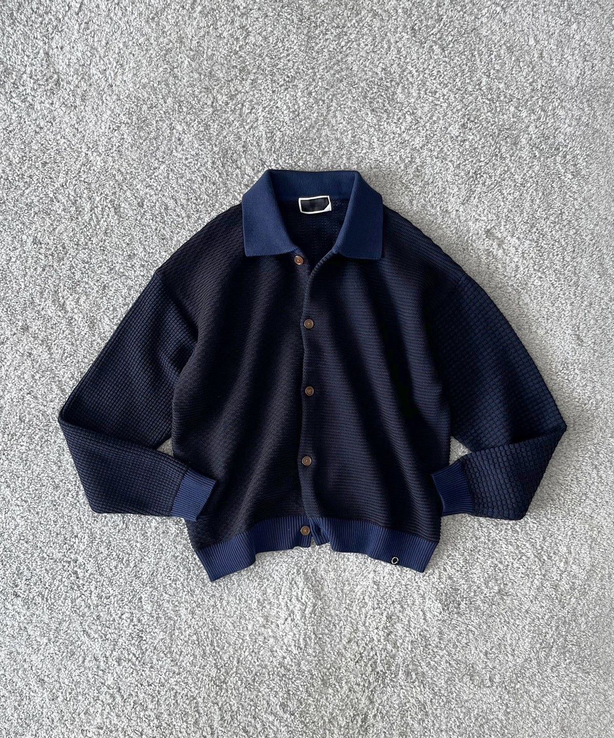PHINGERIN Multi knit shirt jacket "C:BLACK×WHITE"