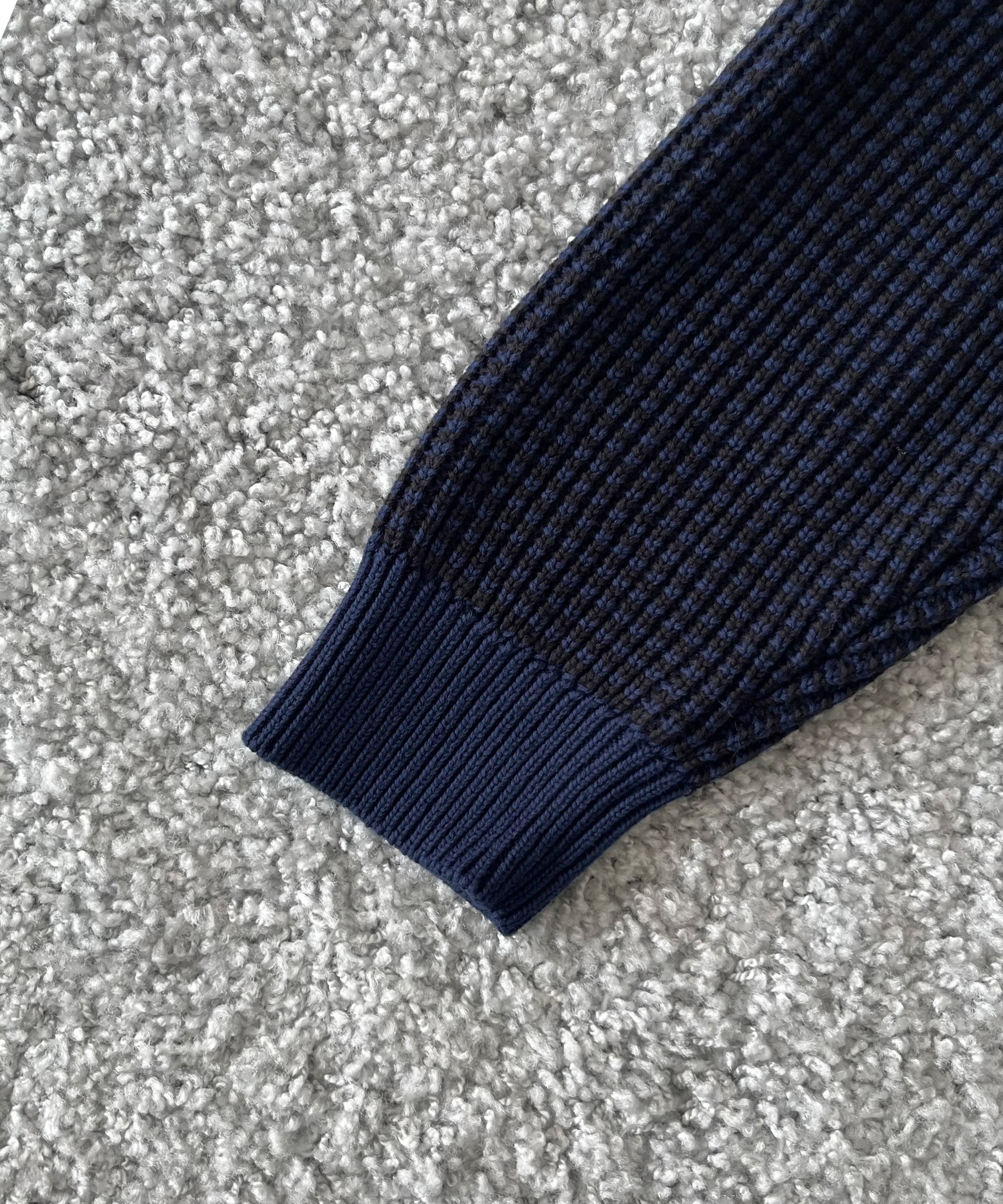 PHINGERIN Multi knit shirt jacket "D:NAVY×BLACK"