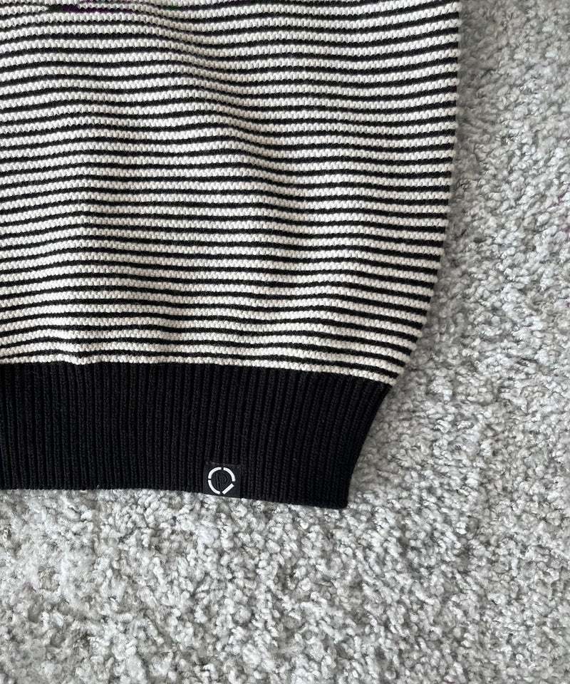 PHINGERIN Multi knit shirt jacket "C:BLACK×WHITE"