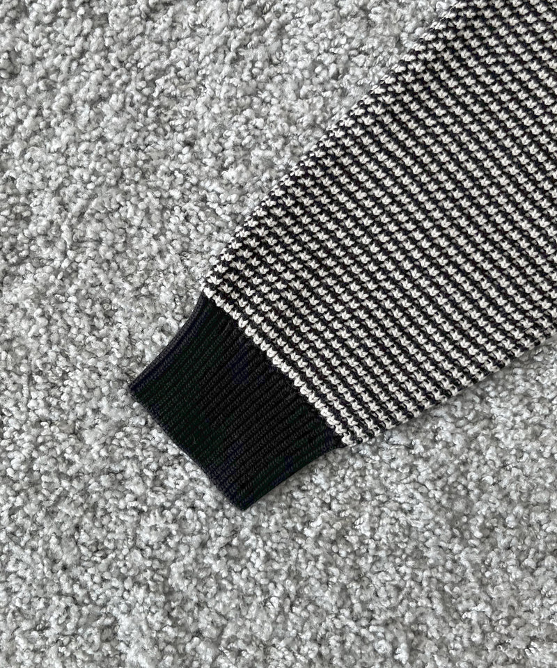 PHINGERIN Multi knit shirt jacket "C:BLACK×WHITE"