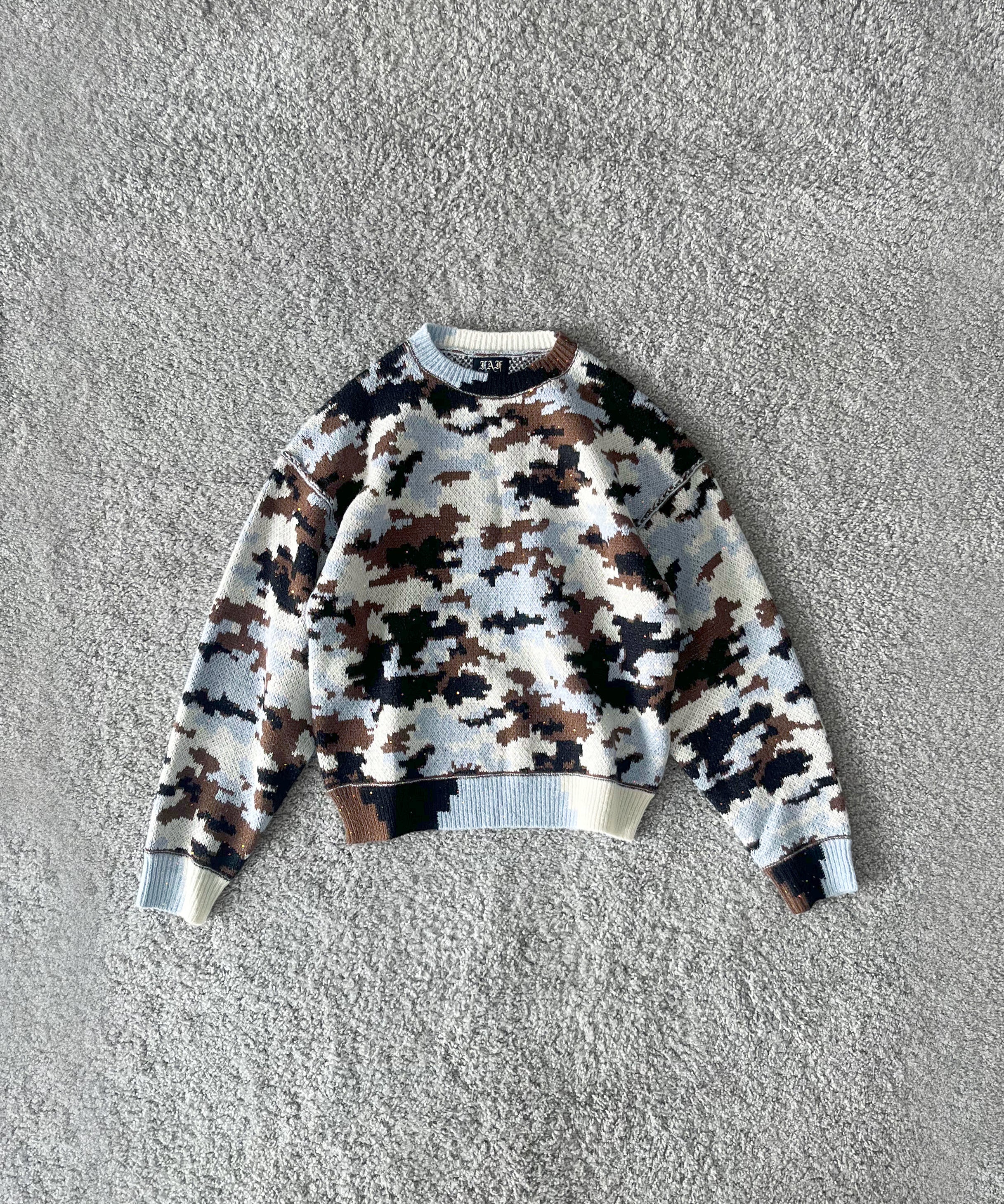 FAF(FAKE AS FLOWERS) Wik camo jacquard knit "SKY CAMO"
