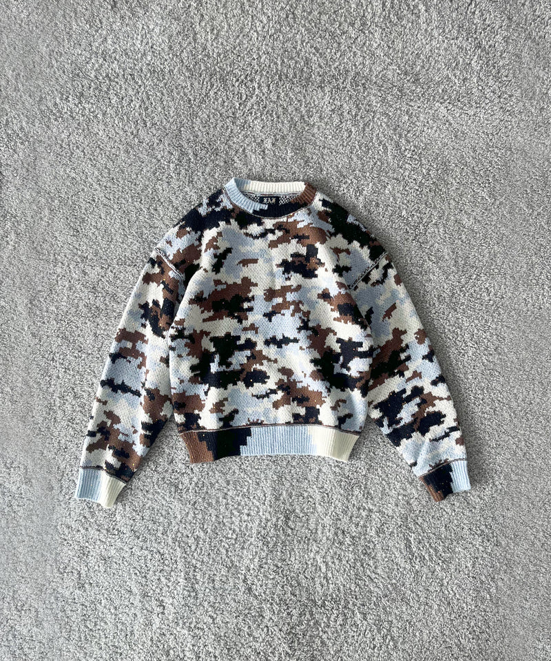 FAF(FAKE AS FLOWERS) Wik camo jacquard knit "SKY CAMO"
