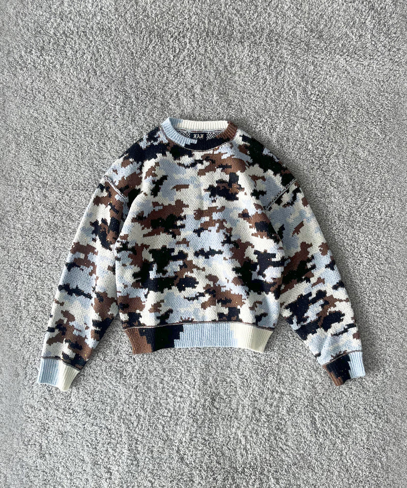 FAF(FAKE AS FLOWERS) Wik camo jacquard knit "SKY CAMO"