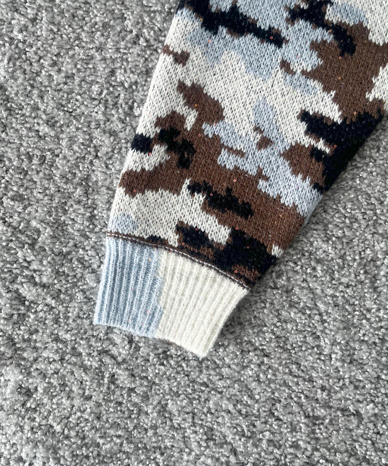 FAF(FAKE AS FLOWERS) Wik camo jacquard knit "SKY CAMO"
