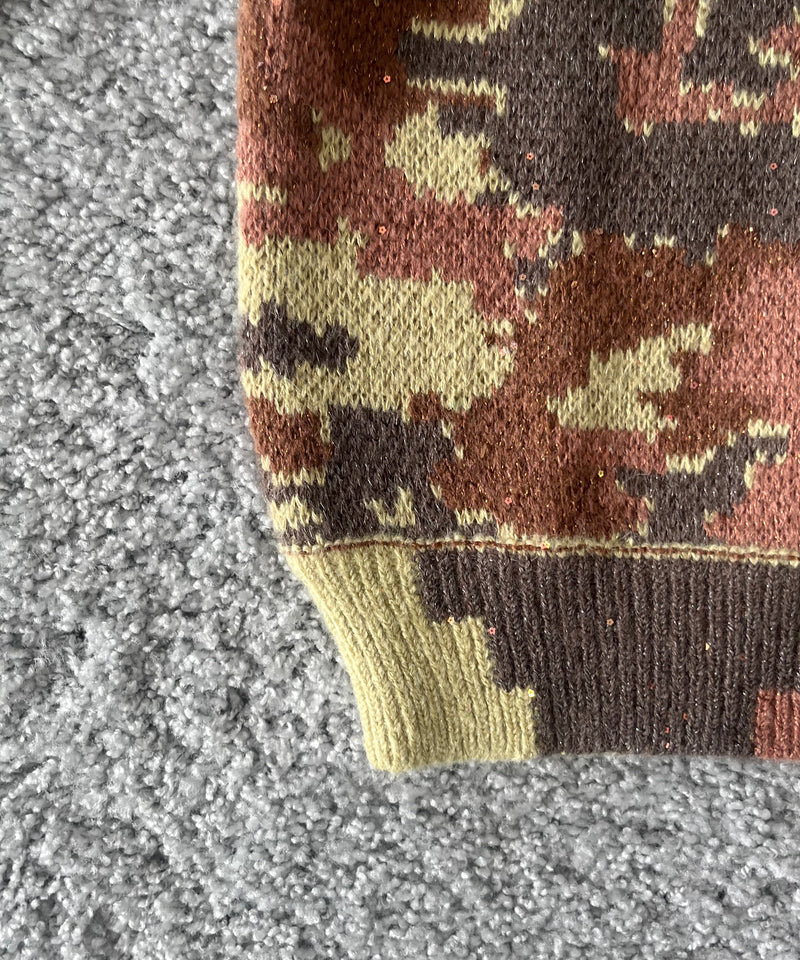 FAF(FAKE AS FLOWERS) Wik camo jacquard knit "BROWN CAMO"