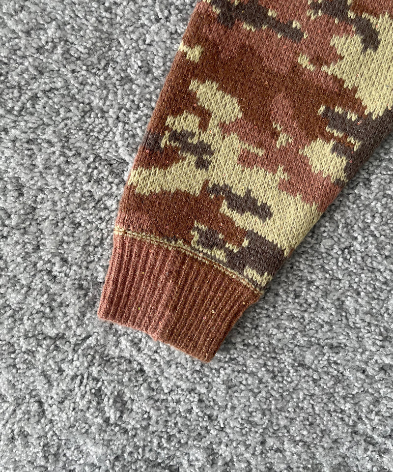FAF(FAKE AS FLOWERS) Wik camo jacquard knit "BROWN CAMO"
