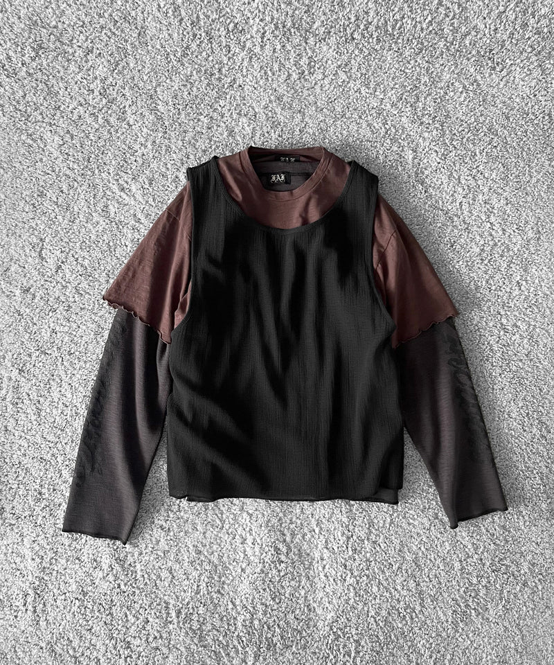 FAF(FAKE AS FLOWERS) 3Layerd ls tee "BLACK"