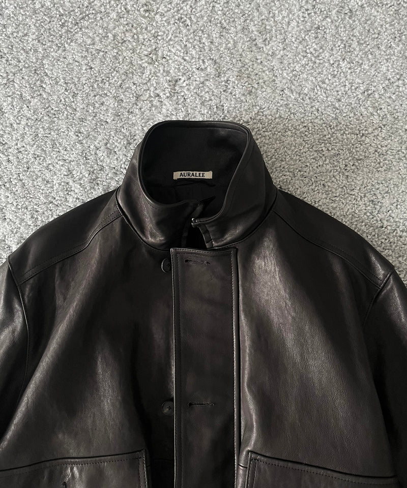 AURALEE Textured lamb leather blouson "BLACK"