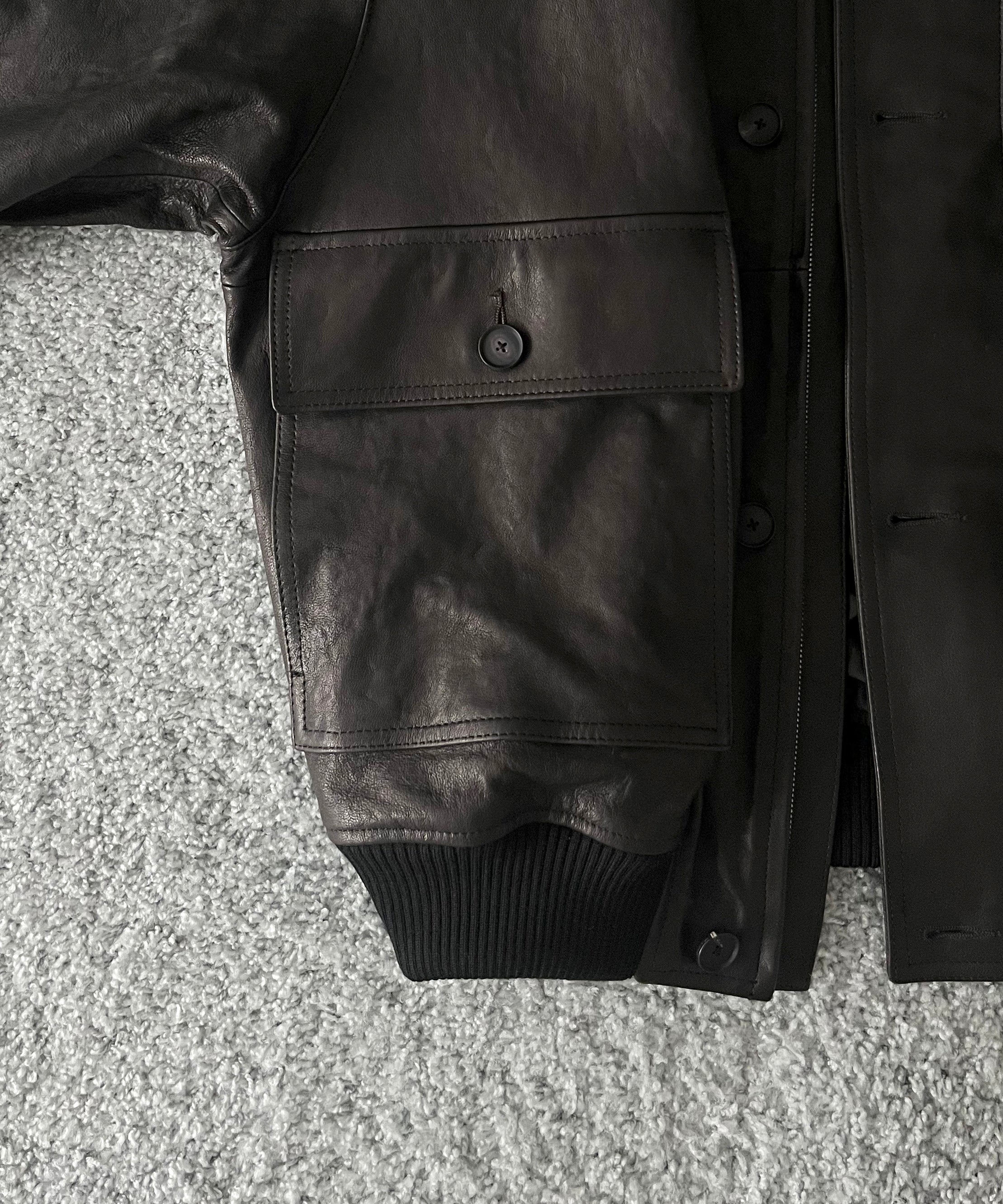 AURALEE Textured lamb leather blouson "BLACK"