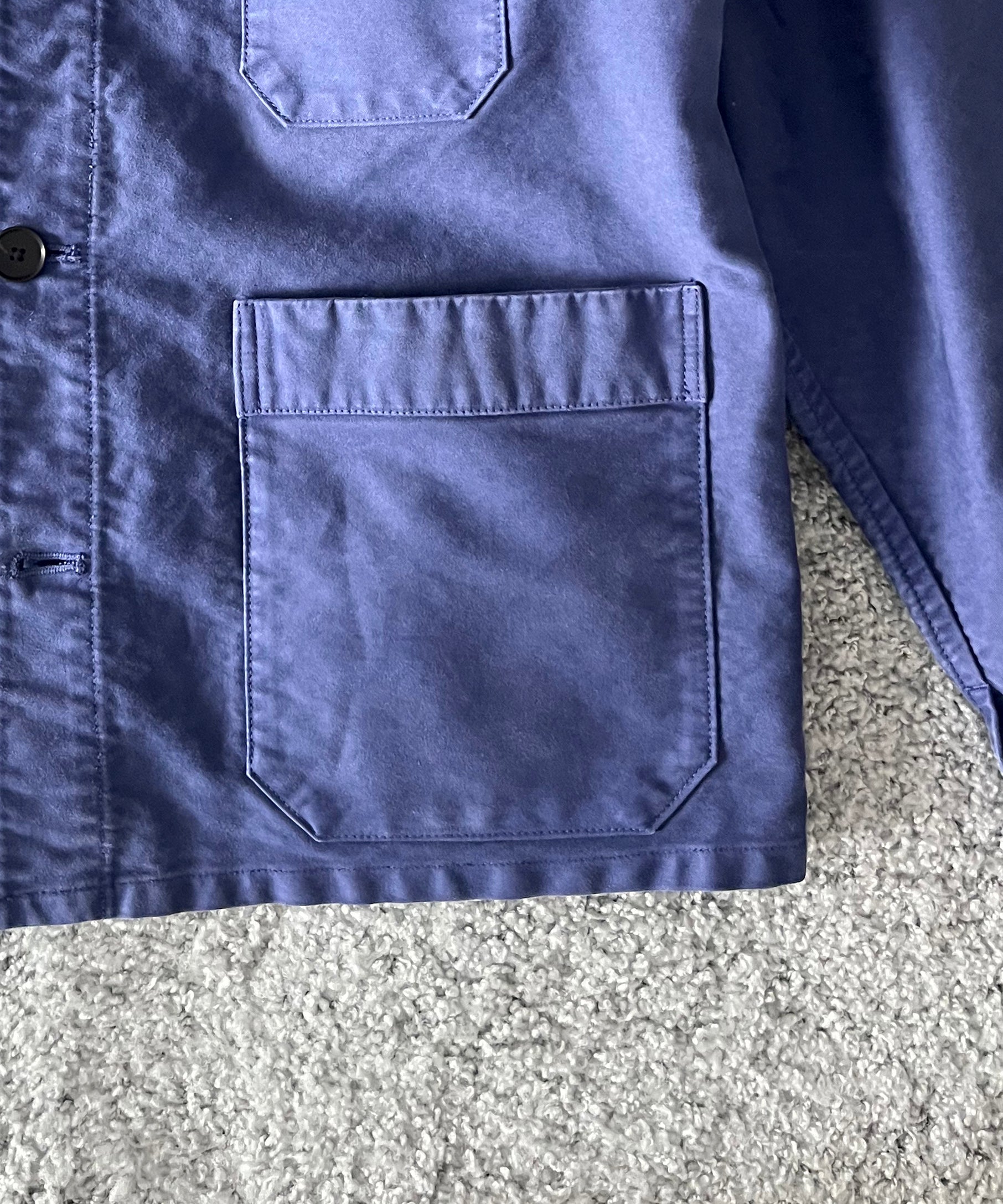 AURALEE Garment-dyed organic cotton heavy moleskin coverall "FADED NAVY"