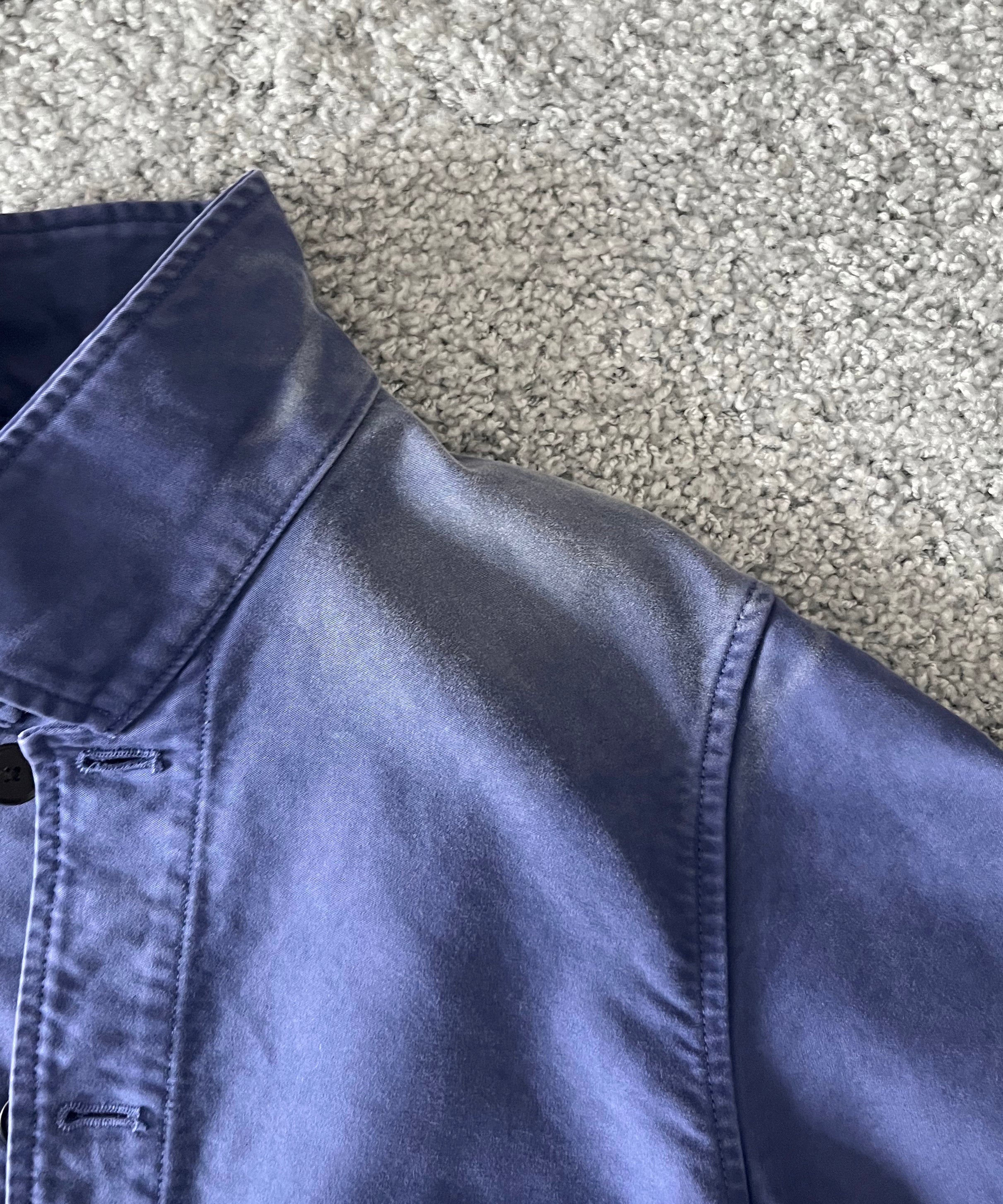 AURALEE Garment-dyed organic cotton heavy moleskin coverall "FADED NAVY"