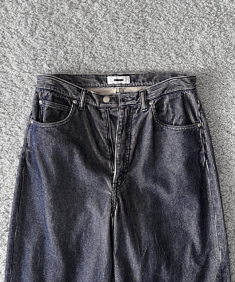 REVERBERATE Flocky corduroy pants - wide "GREY×OFF WHITE"