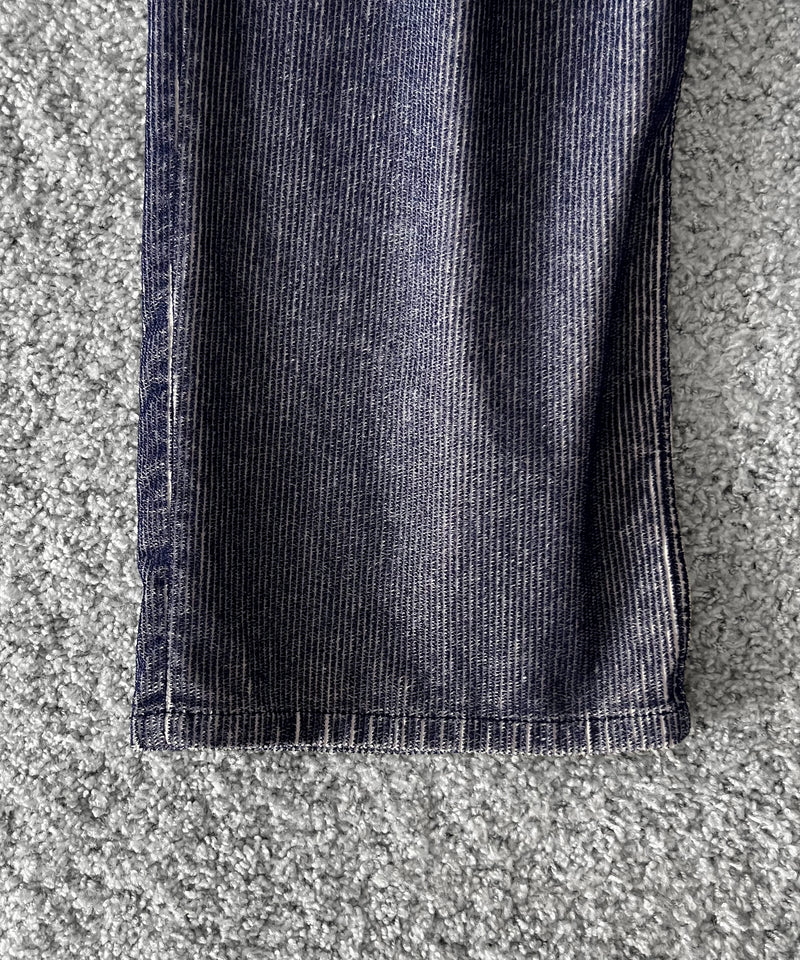 REVERBERATE Flocky corduroy pants - wide "LIGHT GREY×NAVY”
