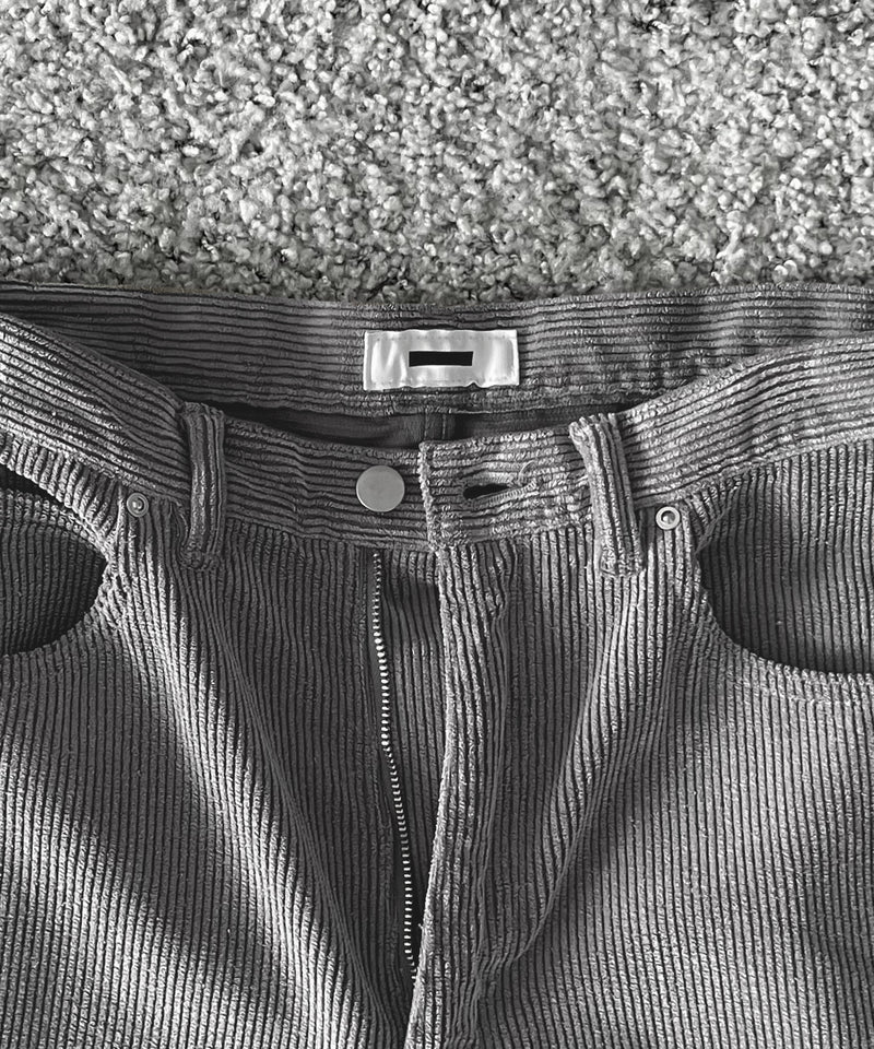 REVERBERATE Flocky corduroy pants - wide "GREY×OFF WHITE"