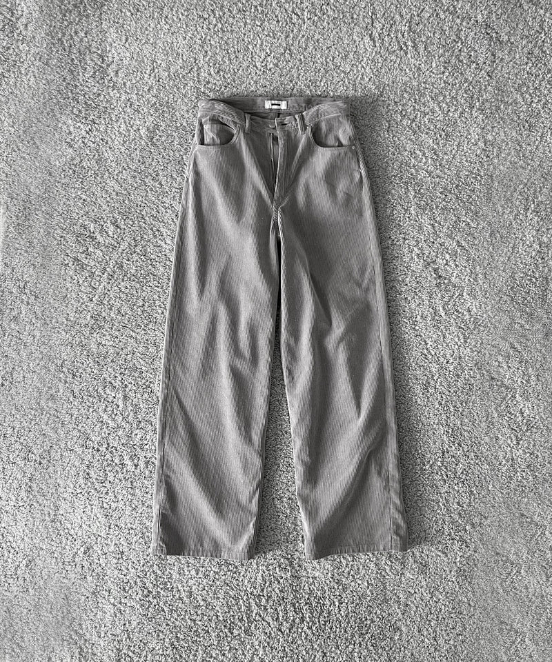 REVERBERATE Flocky corduroy pants - wide "GREY×OFF WHITE"