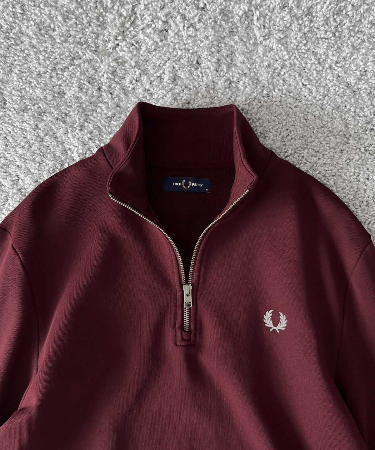 FRED PERRY Half zip sweatshirt "OXBLOOD / ECRU"
