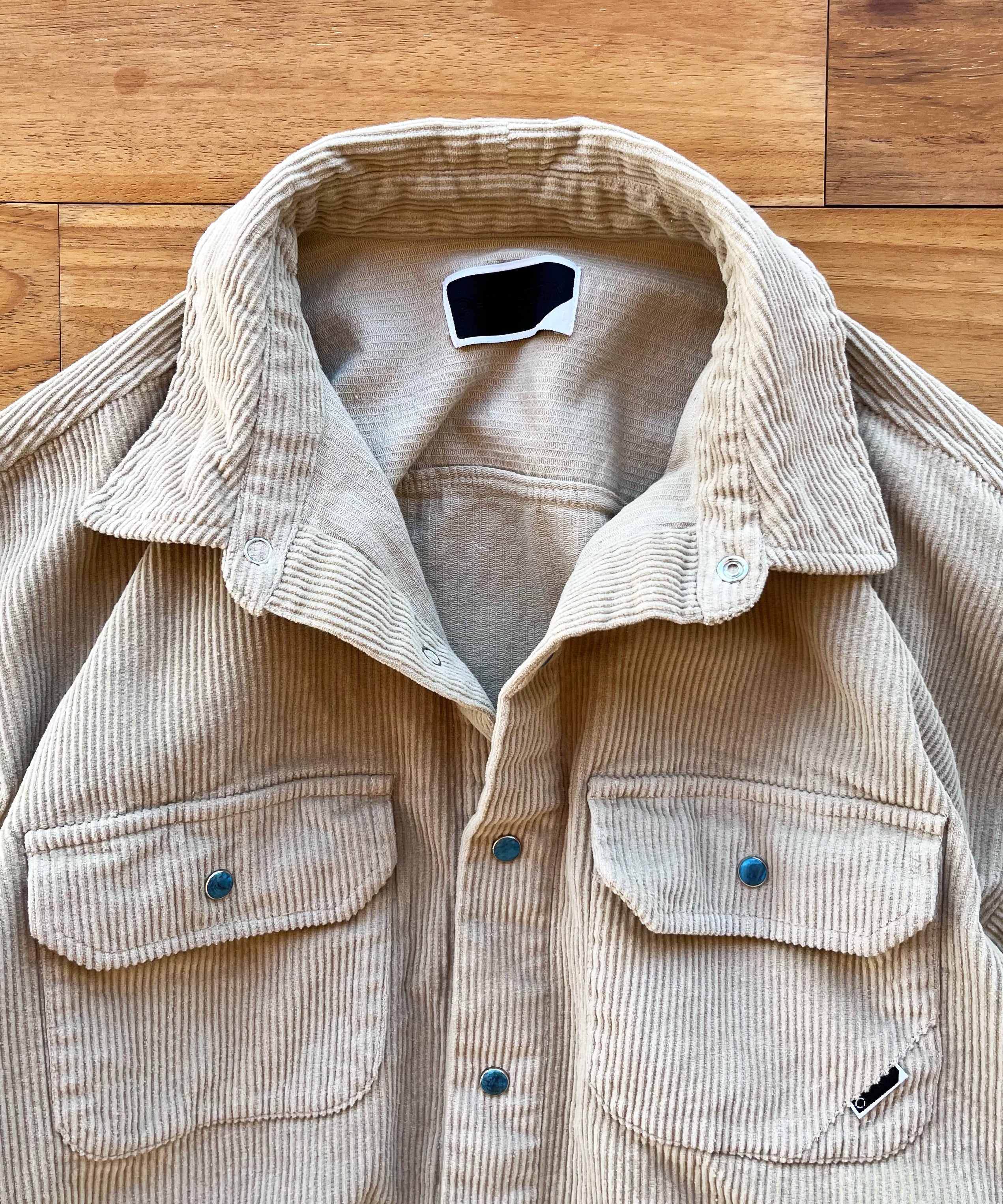 PHINGERIN Corduroy stone snap shirt jacket "A:BEIGE"